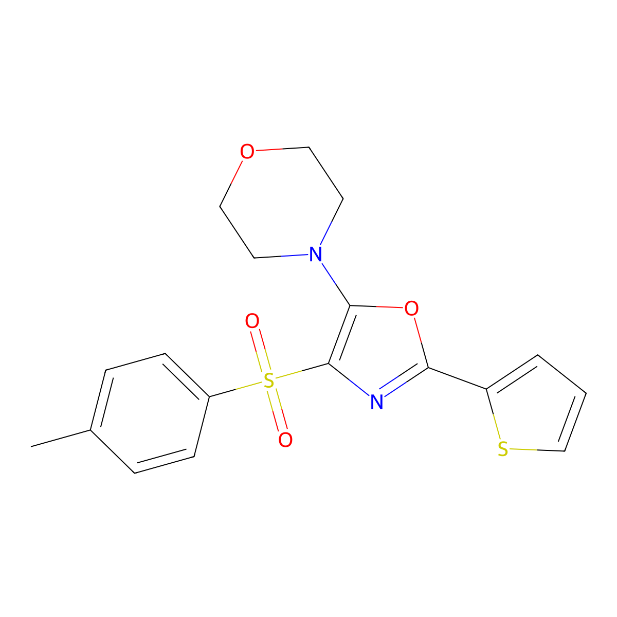 4-[4-(4-Methylphenyl)sulfonyl-2-thiophen-2-yl-1,3-oxazol-5-yl]morpholine molecular structure, CAS 627833-51-6