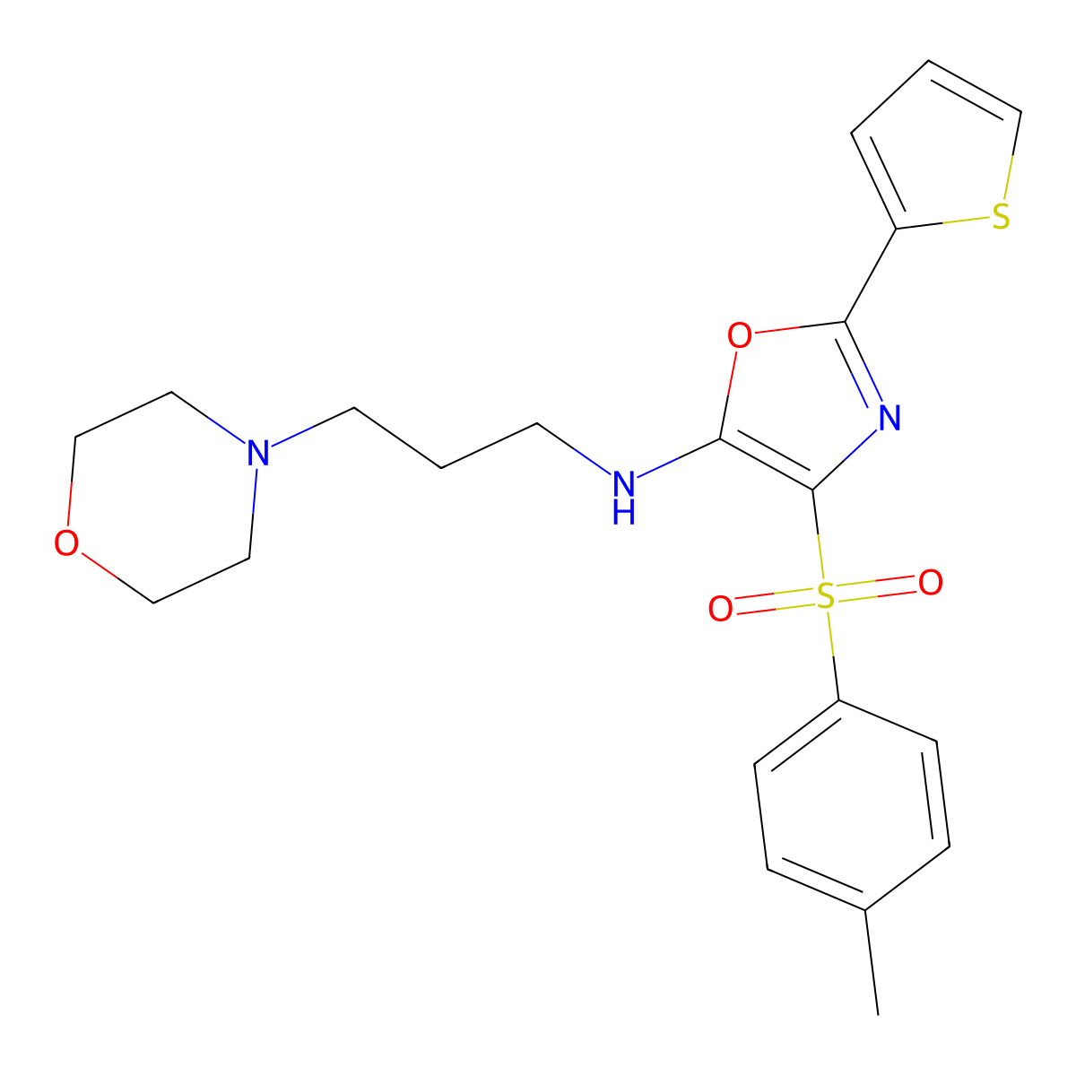 4-(4-methylphenyl)sulfonyl-N-(3-morpholin-4-ylpropyl)-2-thiophen-2-yl-1,3-oxazol-5-amine molecular structure, CAS 627833-55-0