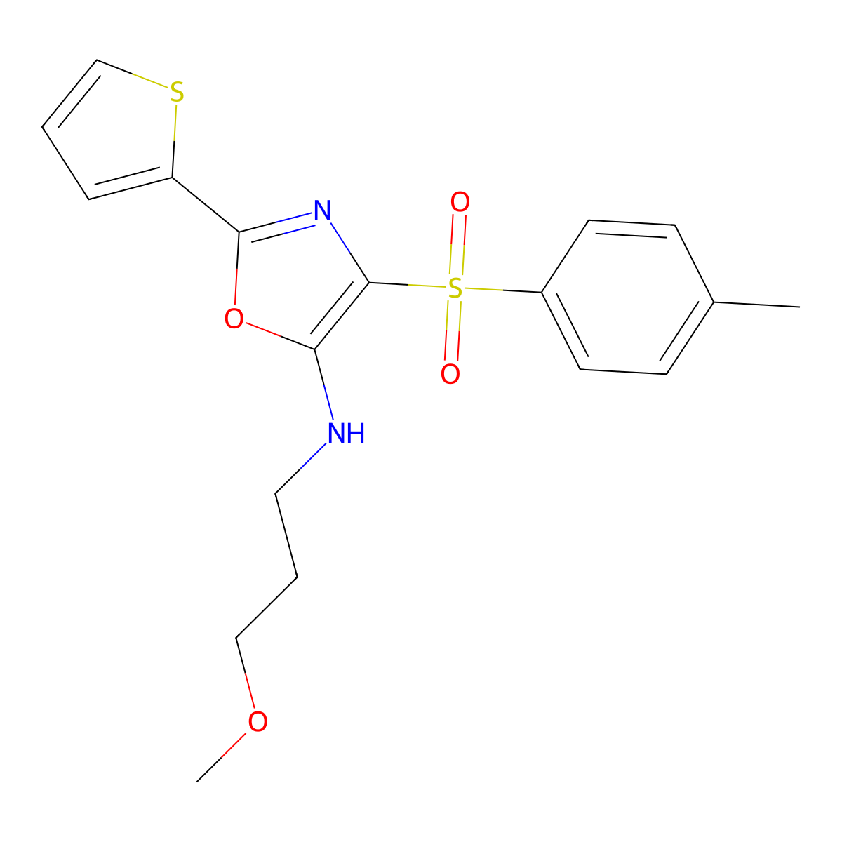 N-(3-methoxypropyl)-4-[(4-methylphenyl)sulfonyl]-2-(2-thienyl)-1,3-oxazol-5-amine molecular structure, CAS 627833-63-0