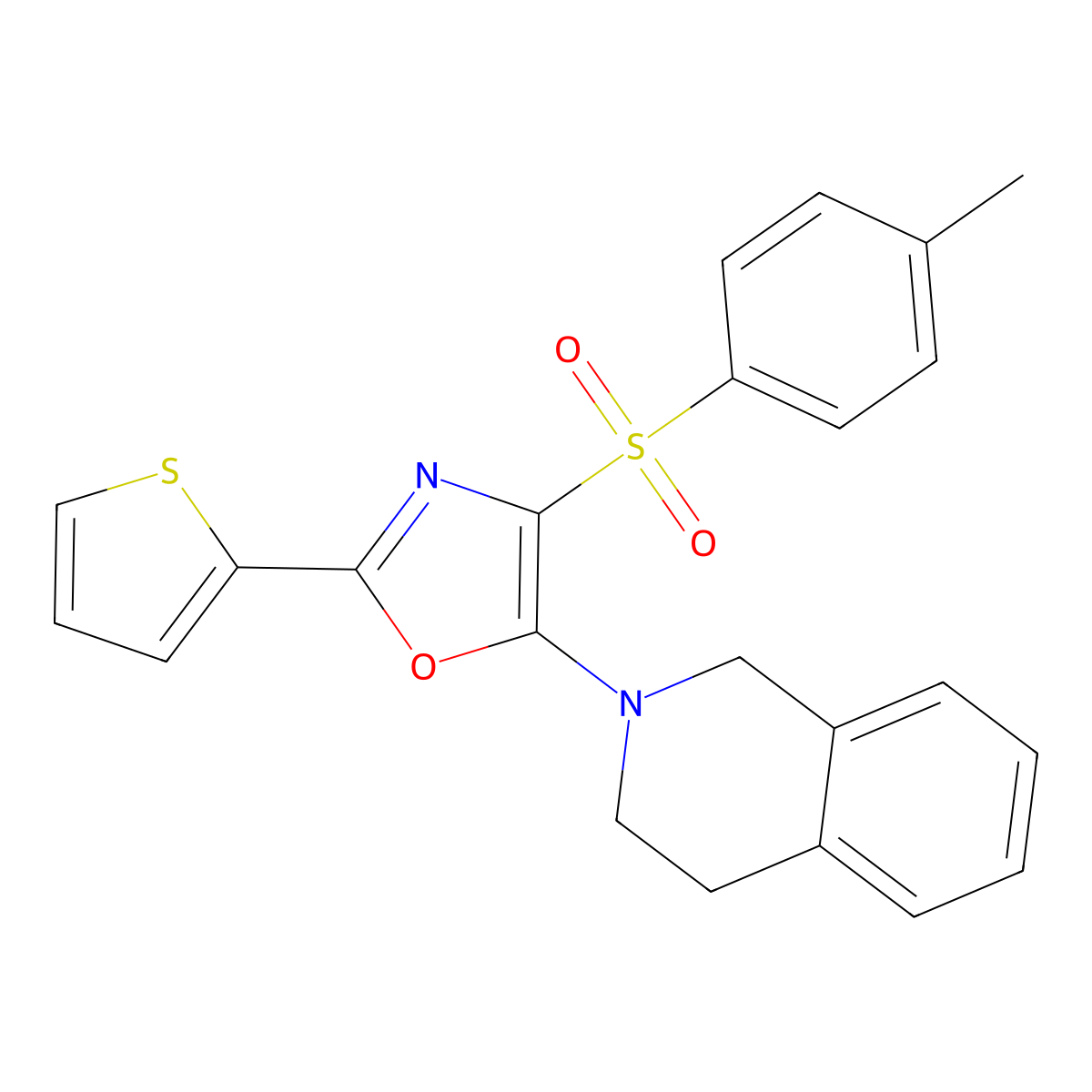 5-(3,4-dihydroisoquinolin-2(1H)-yl)-2-(thiophen-2-yl)-4-tosyloxazole molecular structure, CAS 627834-01-9