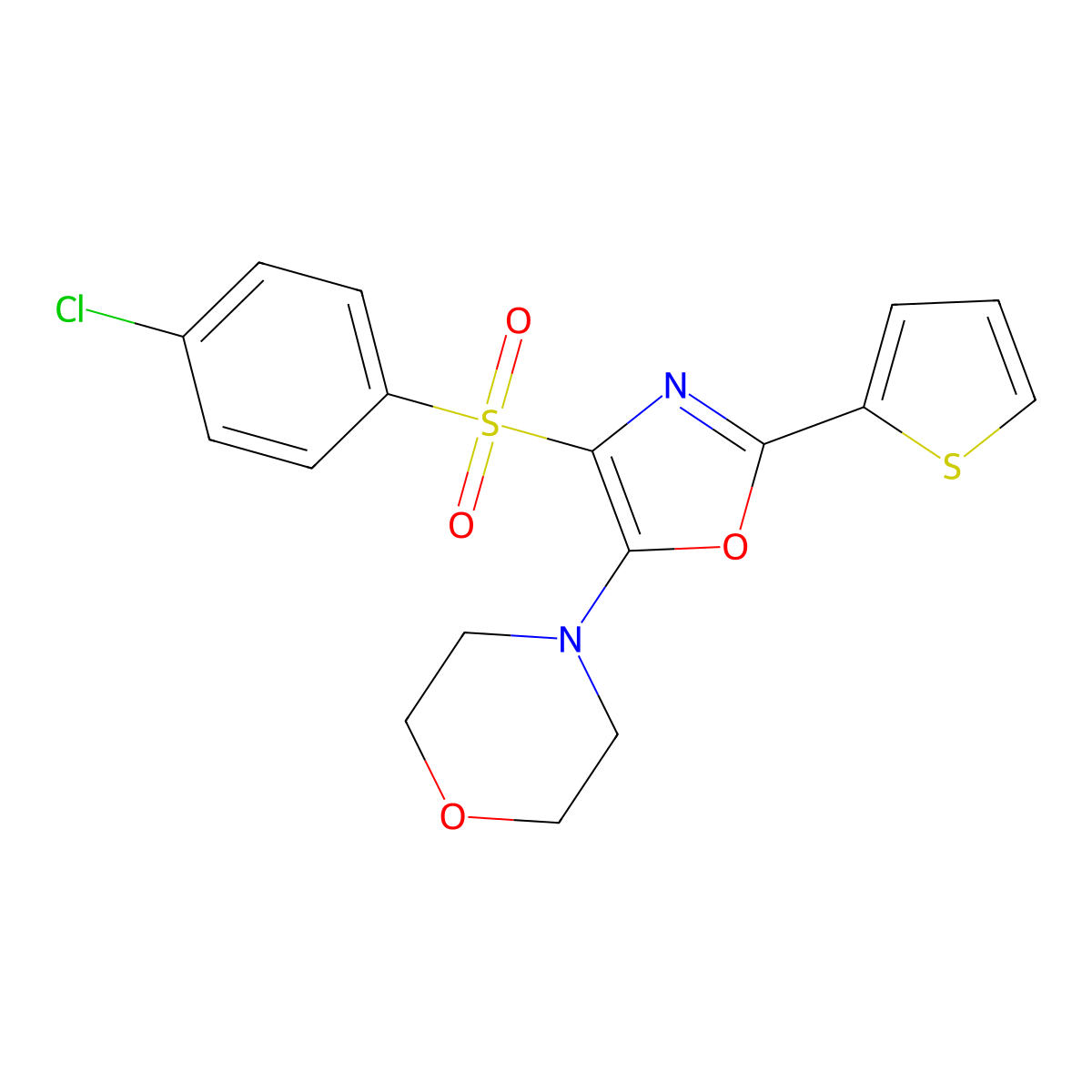 4-[4-(4-Chlorophenyl)sulfonyl-2-thiophen-2-yl-1,3-oxazol-5-yl]morpholine molecular structure, CAS 627834-61-1