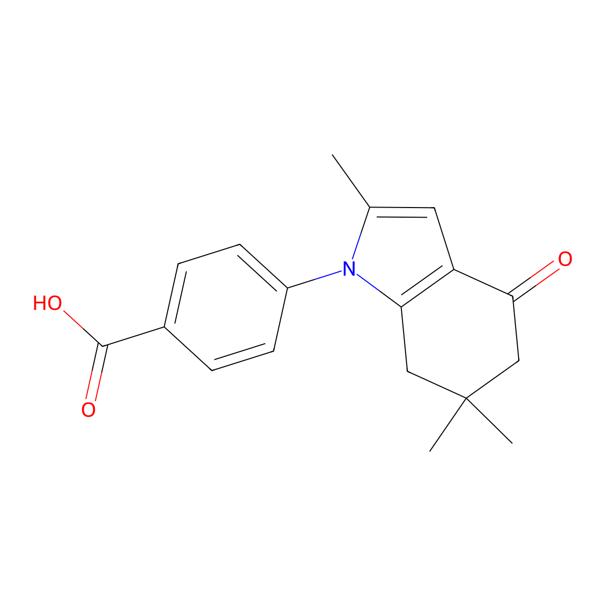4-(2,6,6-trimethyl-4-oxo-4,5,6,7-tetrahydro-1H-indol-1-yl)benzoic acid molecular structure, CAS 627835-19-2