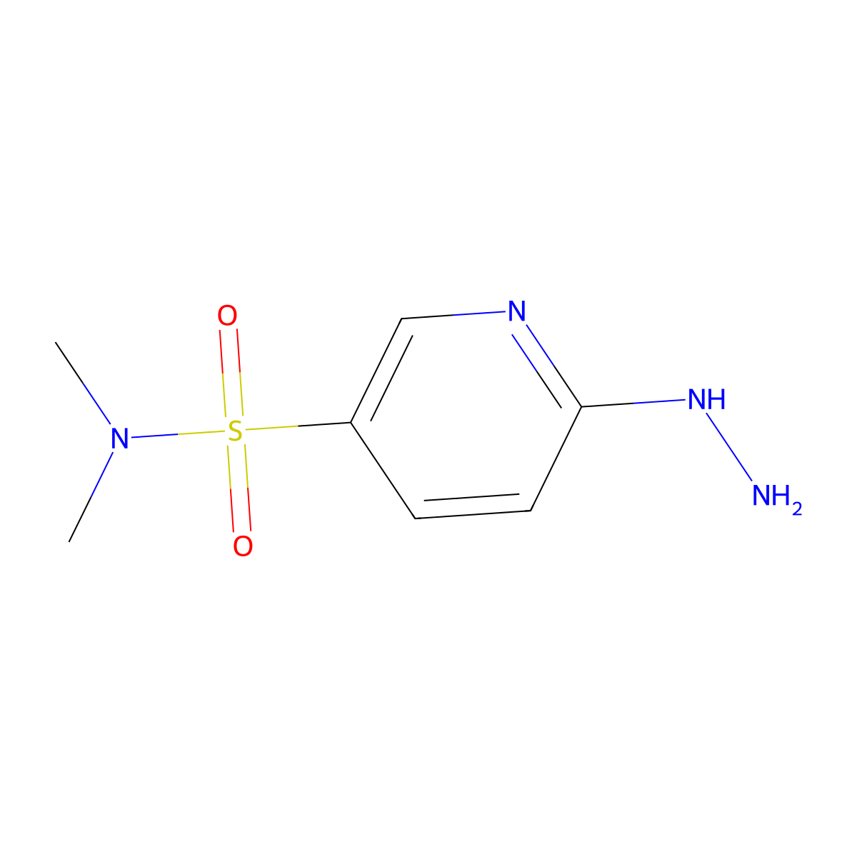 6-hydrazinyl-N,N-dimethylpyridine-3-sulfonamide molecular structure, CAS 627836-81-1