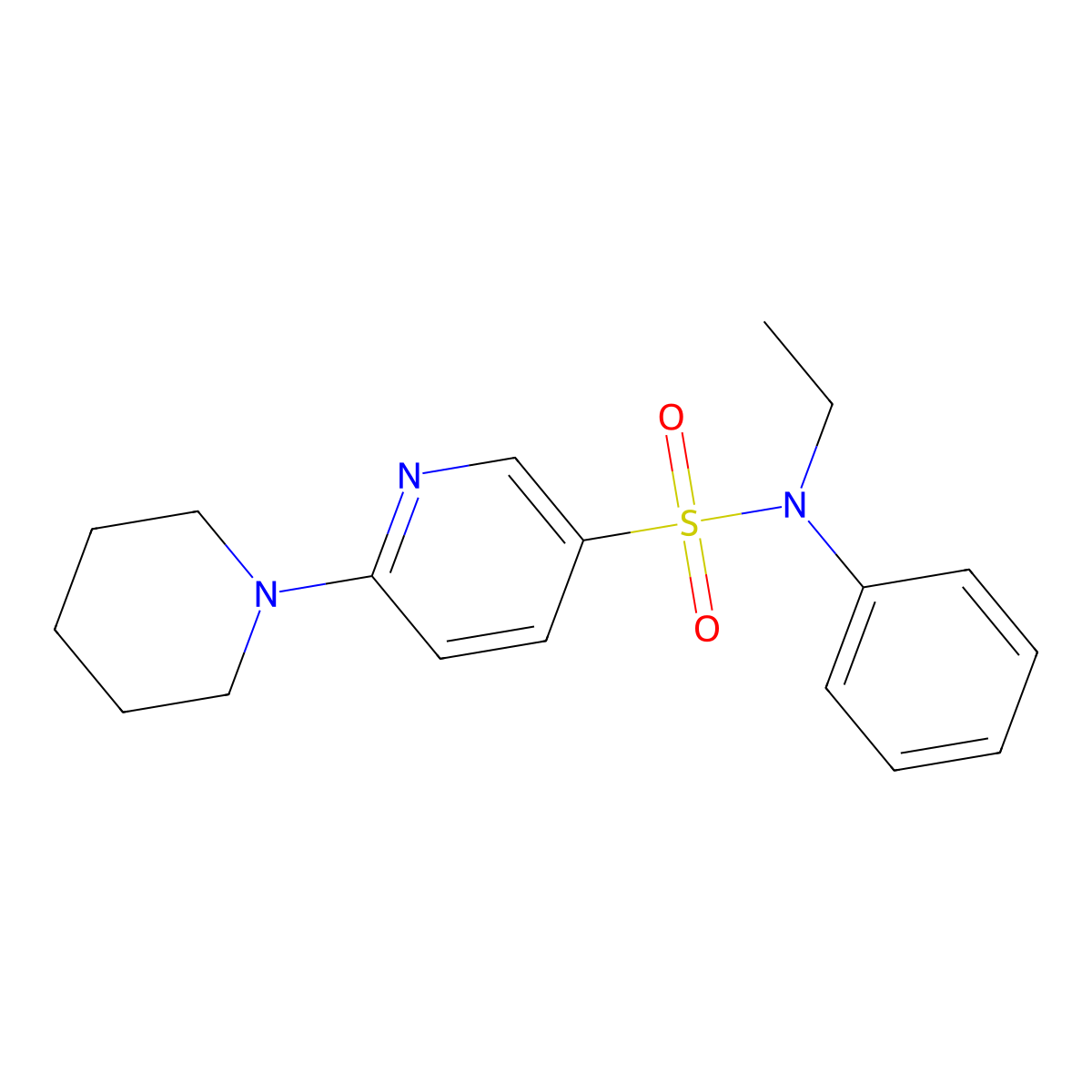 N-ethyl-N-phenyl-6-(piperidin-1-yl)pyridine-3-sulfonamide molecular structure, CAS 627840-91-9