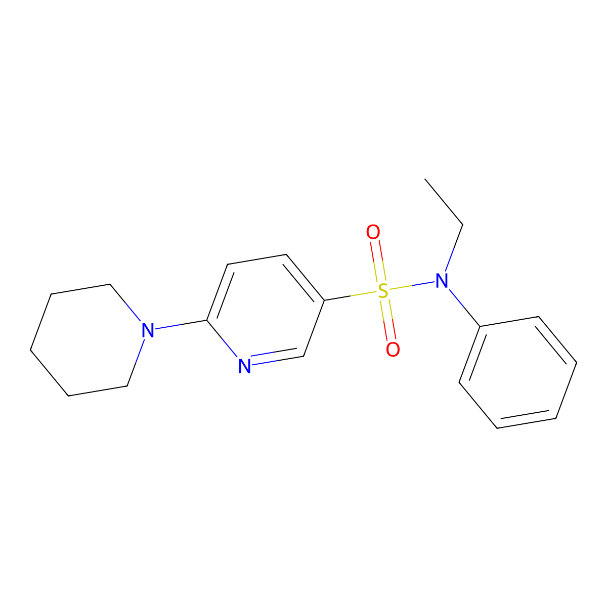 N-ethyl-N-phenyl-6-(piperidin-1-yl)pyridine-3-sulfonamide molecular structure, CAS 627840-91-9