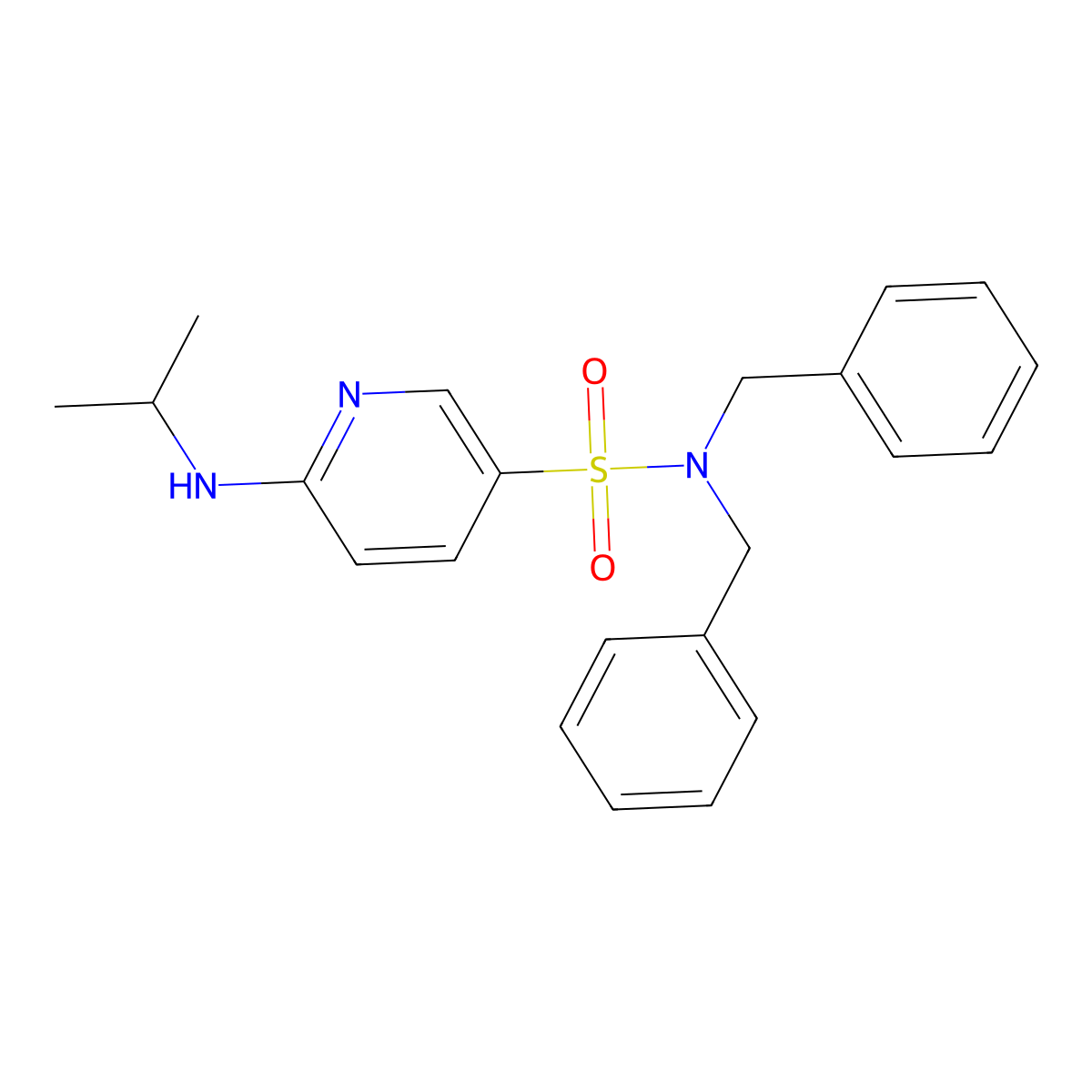 N,N-dibenzyl-6-(propan-2-ylamino)pyridine-3-sulfonamide molecular structure, CAS 627842-34-6