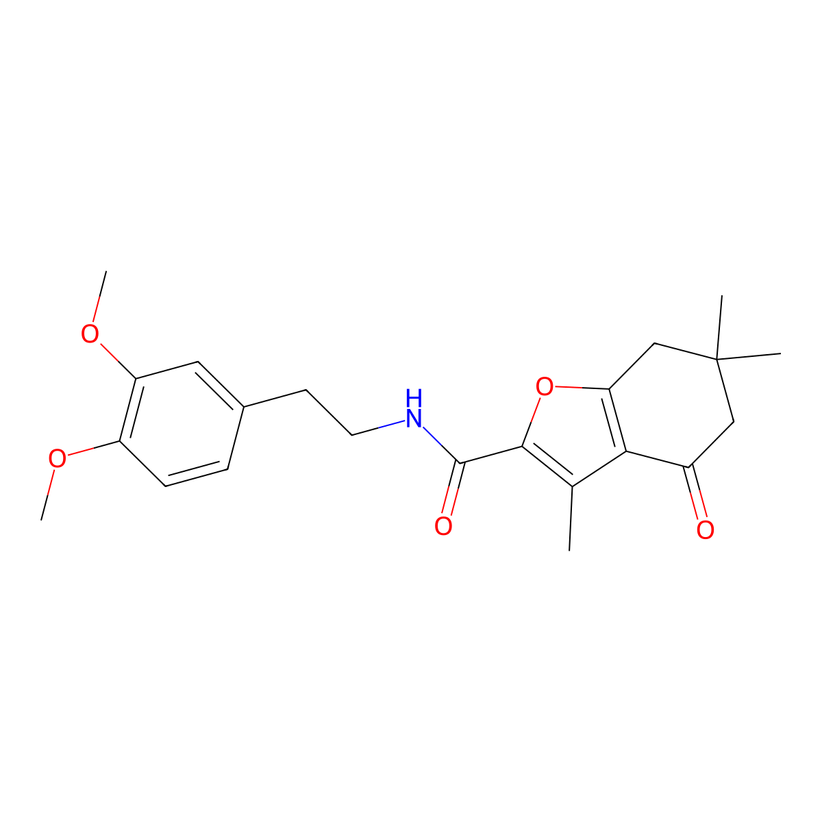 N-[2-(3,4-dimethoxyphenyl)ethyl]-3,6,6-trimethyl-4-oxo-4,5,6,7-tetrahydro-1-benzofuran-2-carboxamide molecular structure, CAS 627843-38-3