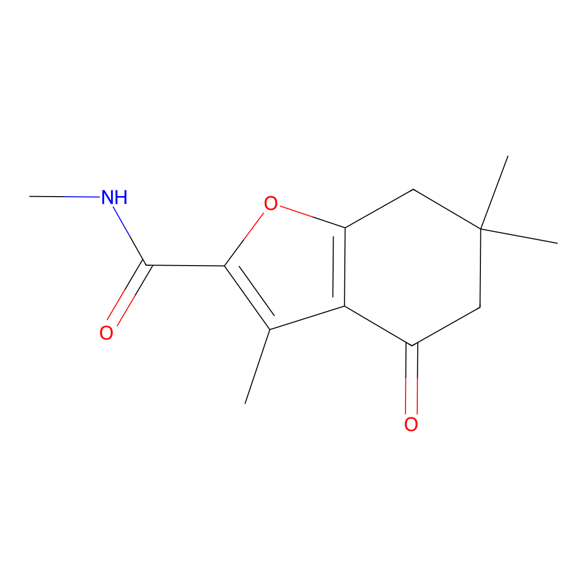 N,3,6,6-tetramethyl-4-oxo-4,5,6,7-tetrahydro-1-benzofuran-2-carboxamide molecular structure, CAS 627843-71-4