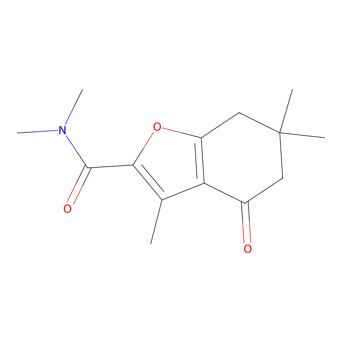 N,N,3,6,6-pentamethyl-4-oxo-4,5,6,7-tetrahydro-1-benzofuran-2-carboxamide molecular structure, CAS 627843-79-2