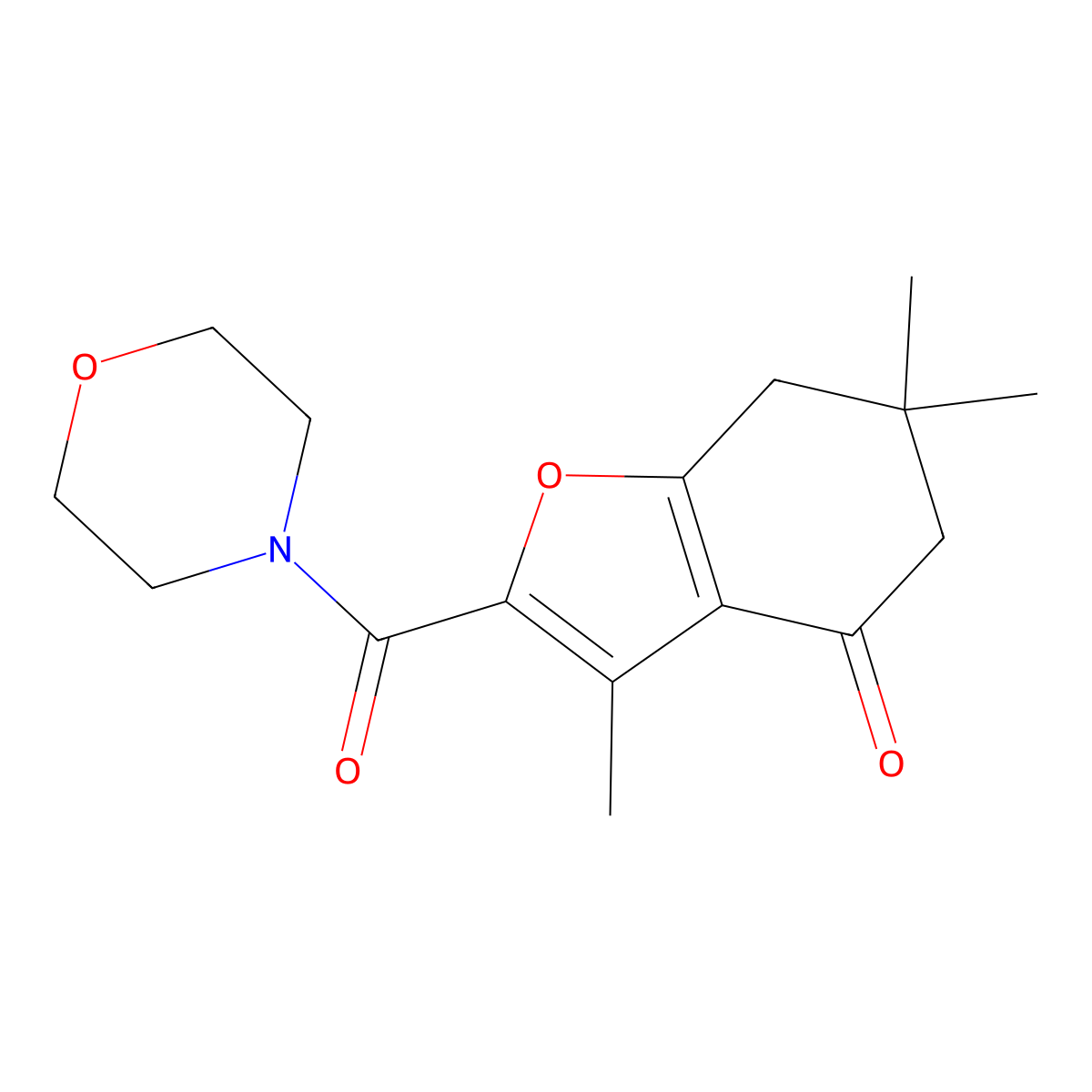 3,6,6-trimethyl-2-(4-morpholinylcarbonyl)-6,7-dihydro-1-benzofuran-4(5H)-one molecular structure, CAS 627843-83-8