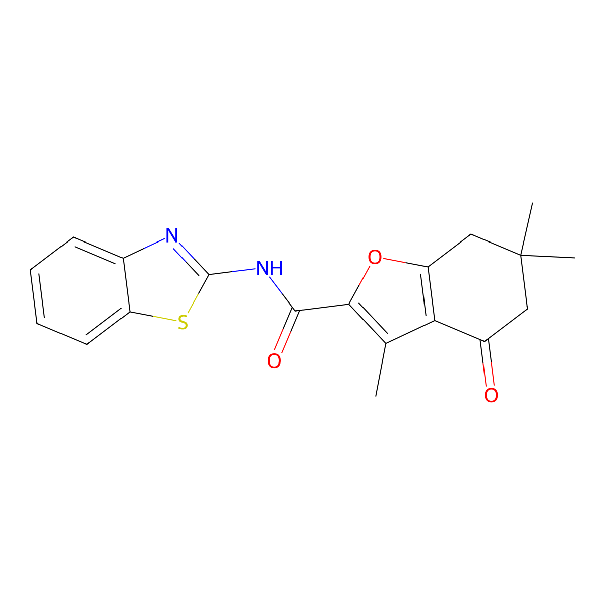 N-[(2Z)-1,3-benzothiazol-2(3H)-ylidene]-3,6,6-trimethyl-4-oxo-4,5,6,7-tetrahydro-1-benzofuran-2-carboxamide molecular structure, CAS 627843-98-5