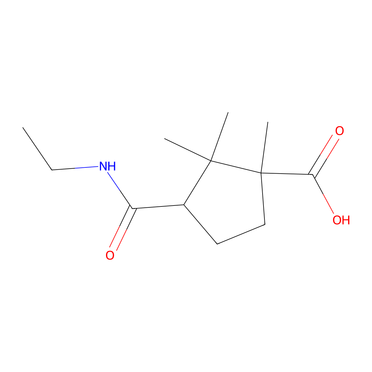 3-(Ethylcarbamoyl)-1,2,2-trimethylcyclopentane-1-carboxylic acid molecular structure, CAS 627844-39-7