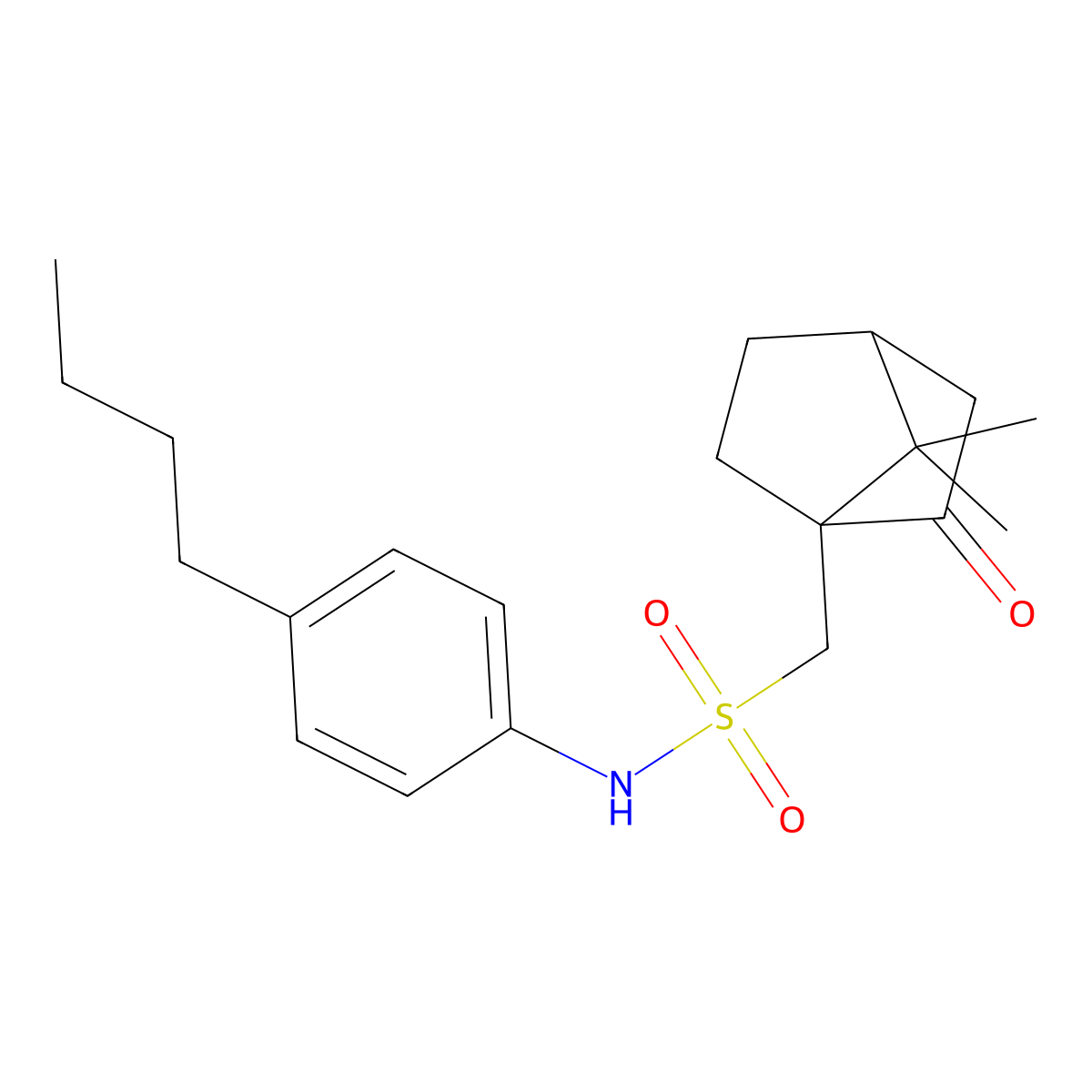 N-(4-butylphenyl)-1-{7,7-dimethyl-2-oxobicyclo[2.2.1]heptan-1-yl}methanesulfonamide molecular structure, CAS 627844-46-6