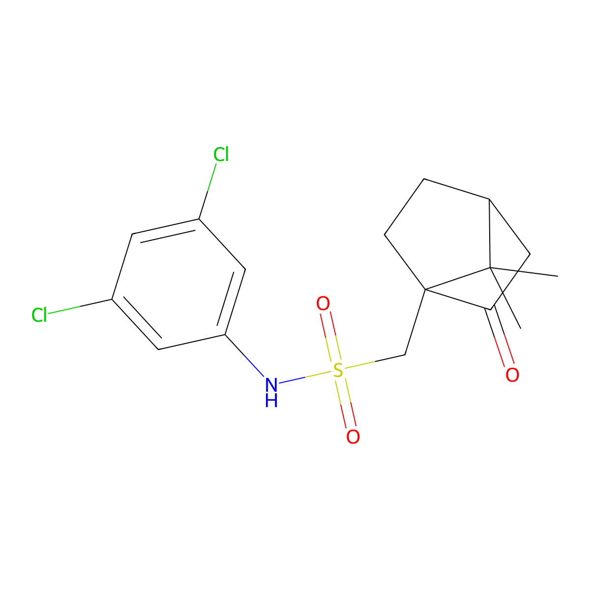 1-((((3,5-Dichlorophenyl)amino)sulfonyl)methyl)-7,7-dimethylbicyclo[2.2.1]heptan-2-one molecular structure, CAS 627844-53-5