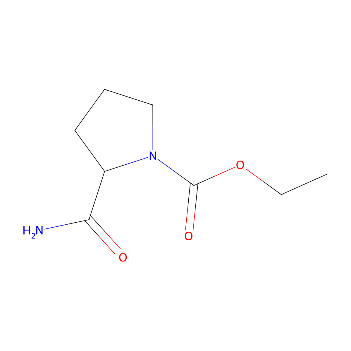 Ethyl (2S)-2-carbamoylpyrrolidine-1-carboxylate molecular structure, CAS 62787-66-0