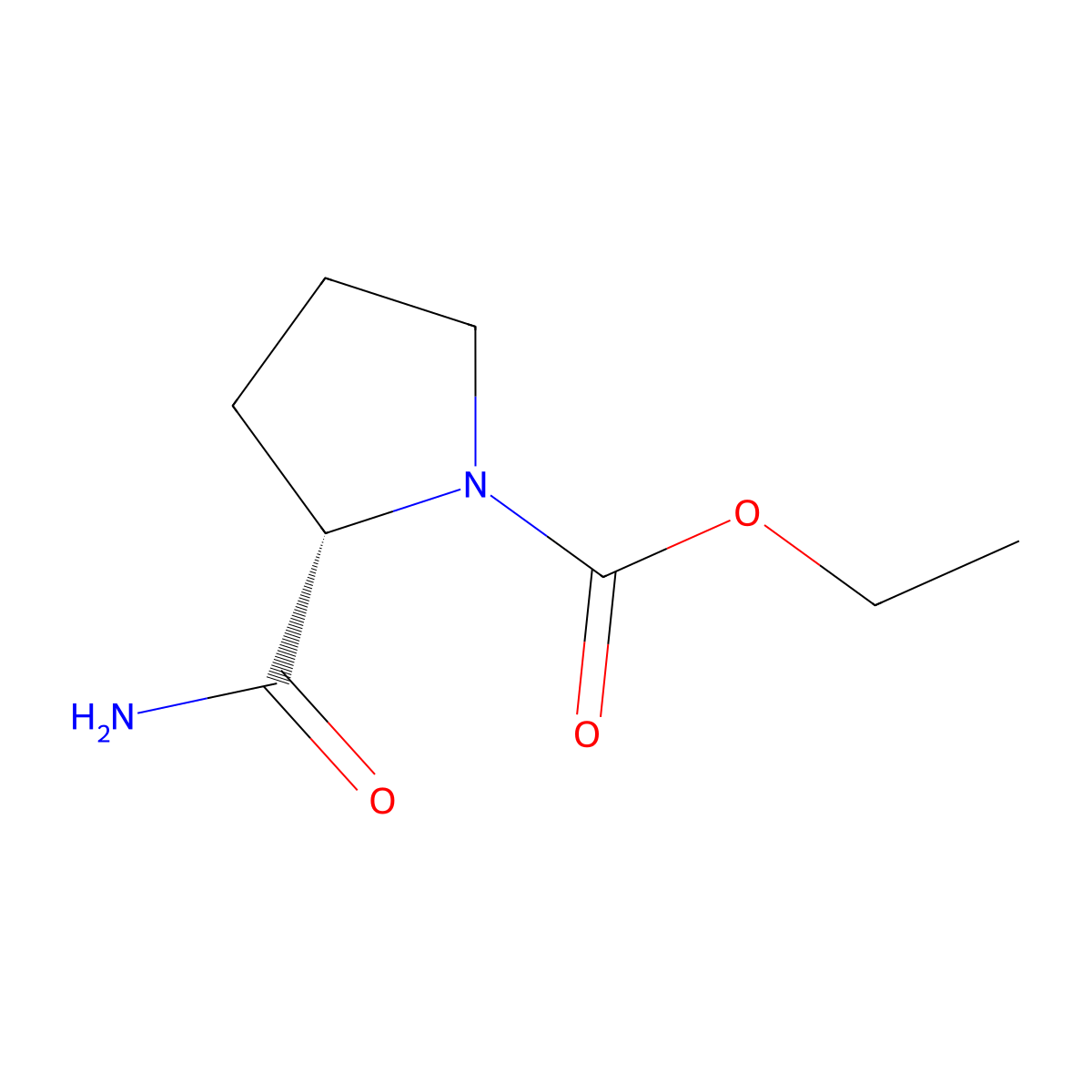 Ethyl (2S)-2-carbamoylpyrrolidine-1-carboxylate molecular structure, CAS 62787-66-0