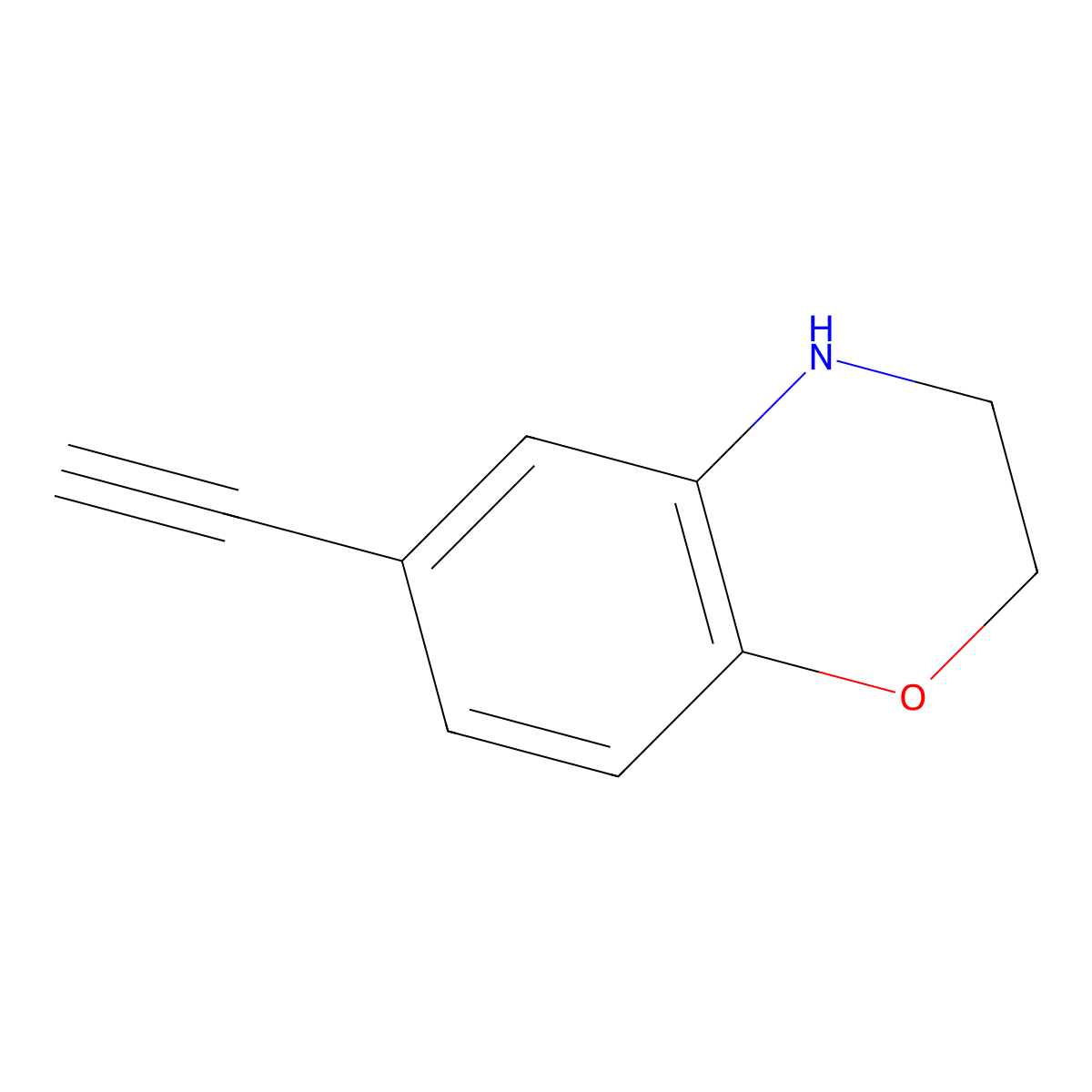 6-ethynyl-3,4-dihydro-2H-1,4-benzoxazine molecular structure, CAS 627870-75-1