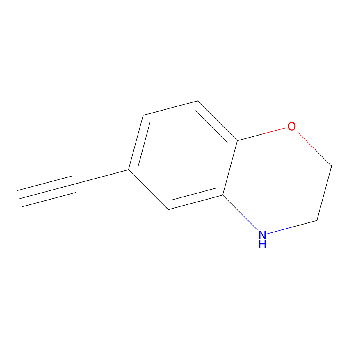 6-ethynyl-3,4-dihydro-2H-1,4-benzoxazine molecular structure, CAS 627870-75-1