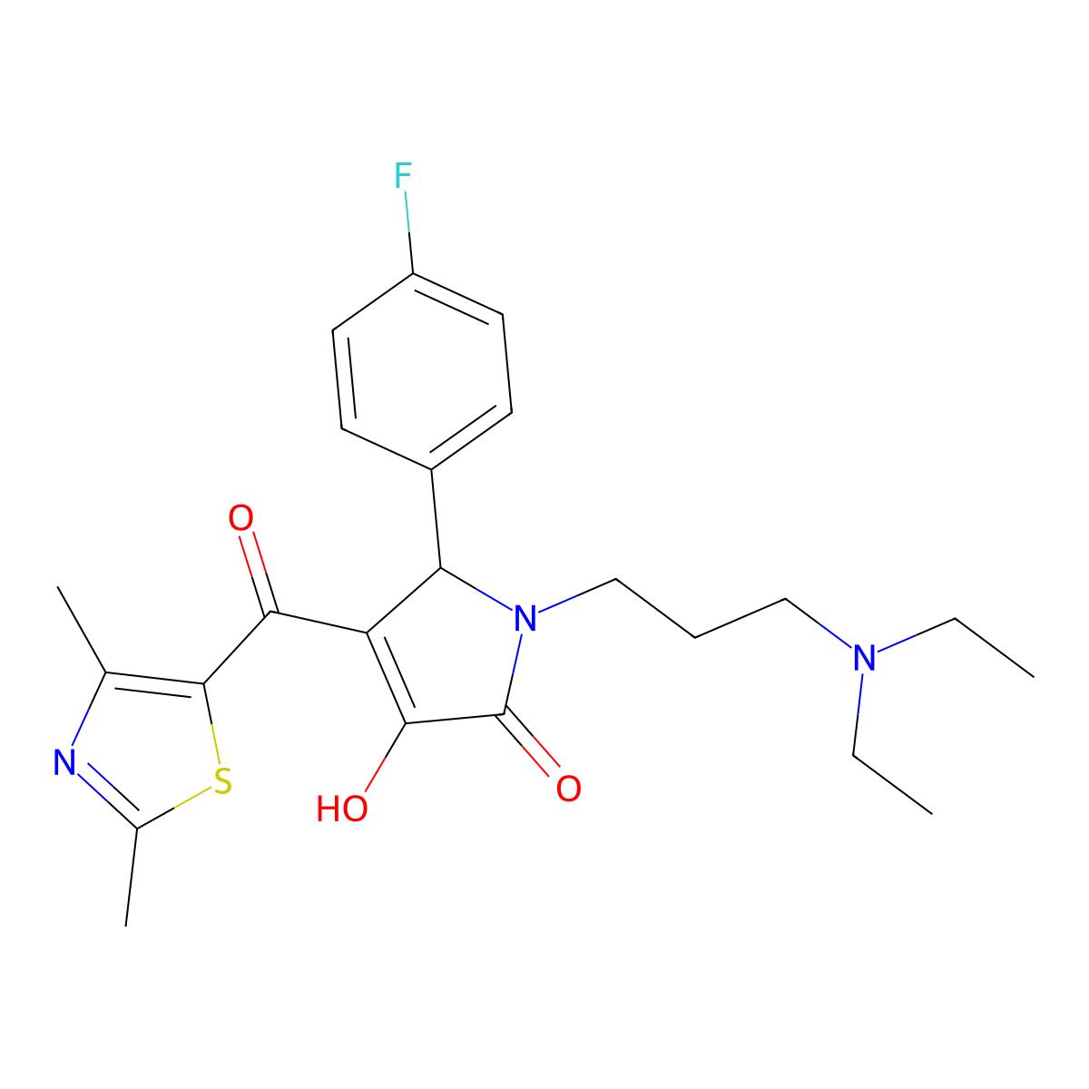 1-(3-(diethylamino)propyl)-4-(2,4-dimethylthiazole-5-carbonyl)-5-(4-fluorophenyl)-3-hydroxy-1H-pyrrol-2(5H)-one molecular structure, CAS 627887-58-5