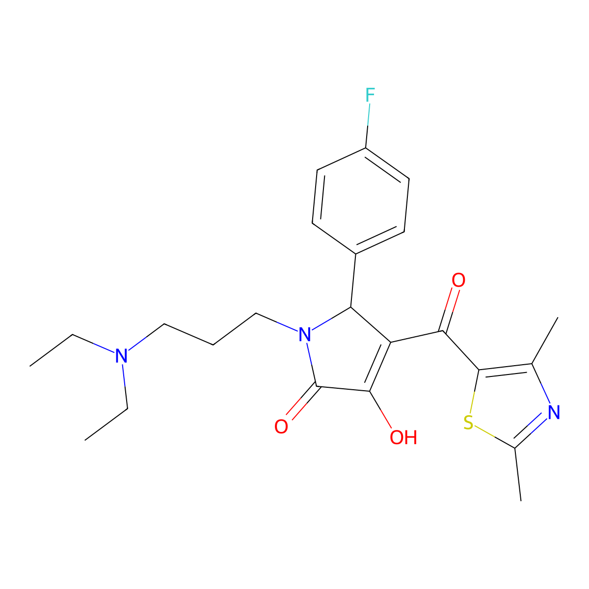 1-(3-(diethylamino)propyl)-4-(2,4-dimethylthiazole-5-carbonyl)-5-(4-fluorophenyl)-3-hydroxy-1H-pyrrol-2(5H)-one molecular structure, CAS 627887-58-5