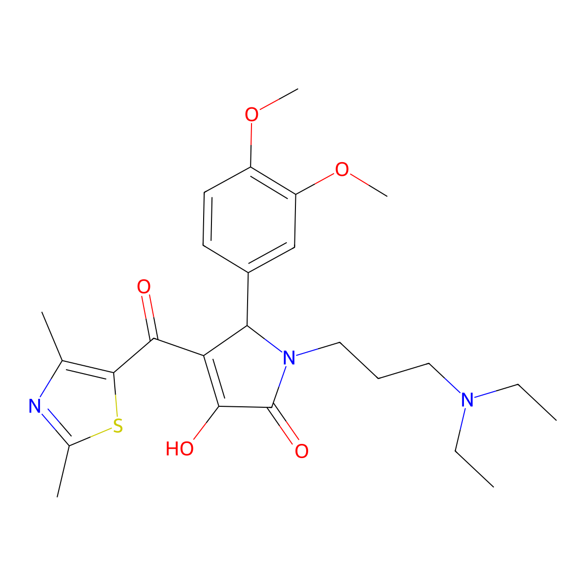 1-[3-(Diethylamino)propyl]-5-(3,4-dimethoxyphenyl)-4-[(2,4-dimethyl(1,3-thiazo l-5-yl))carbonyl]-3-hydroxy-3-pyrrolin-2-one molecular structure, CAS 627887-67-6
