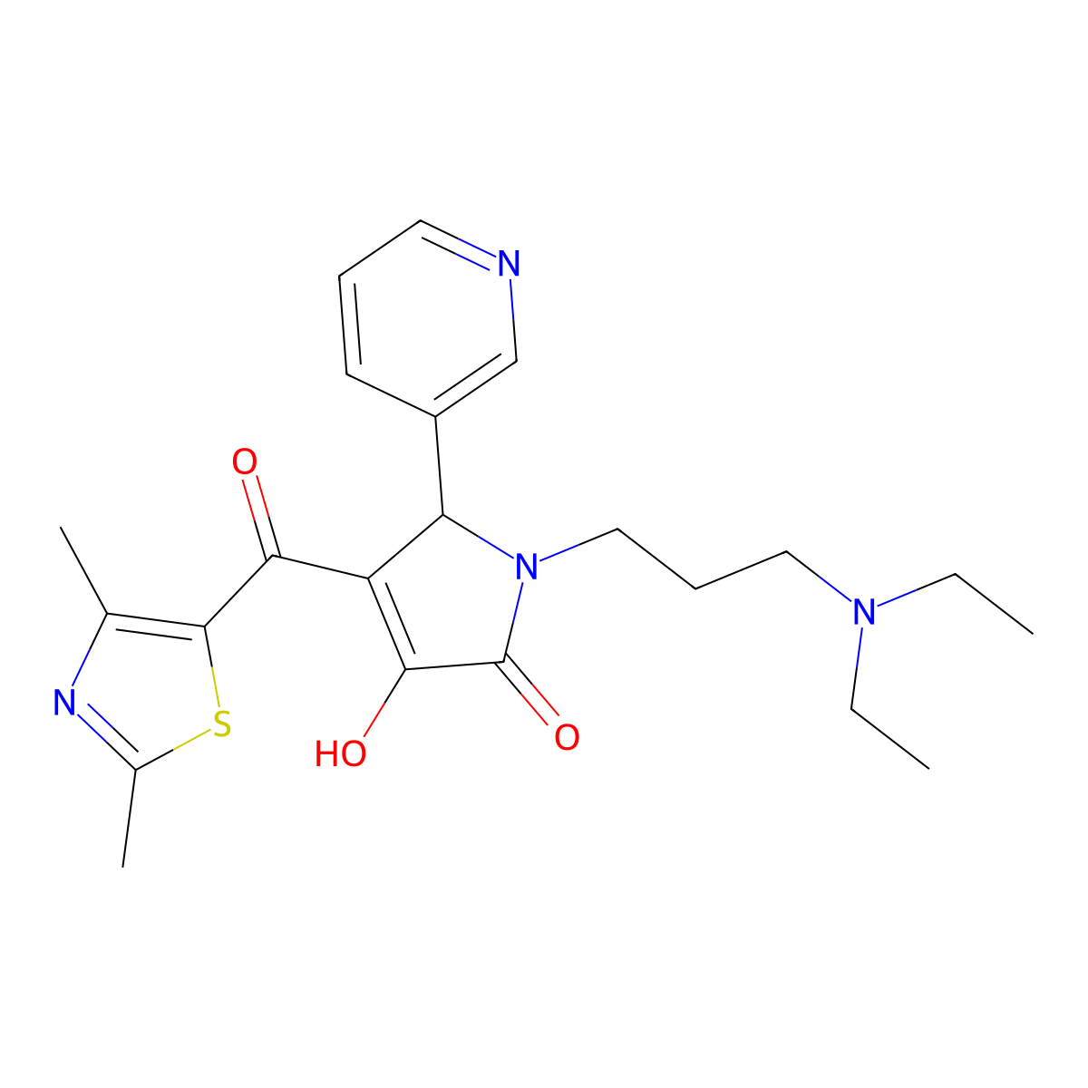1-(3-(diethylamino)propyl)-4-(2,4-dimethylthiazole-5-carbonyl)-3-hydroxy-5-(pyridin-3-yl)-1H-pyrrol-2(5H)-one molecular structure, CAS 627887-76-7