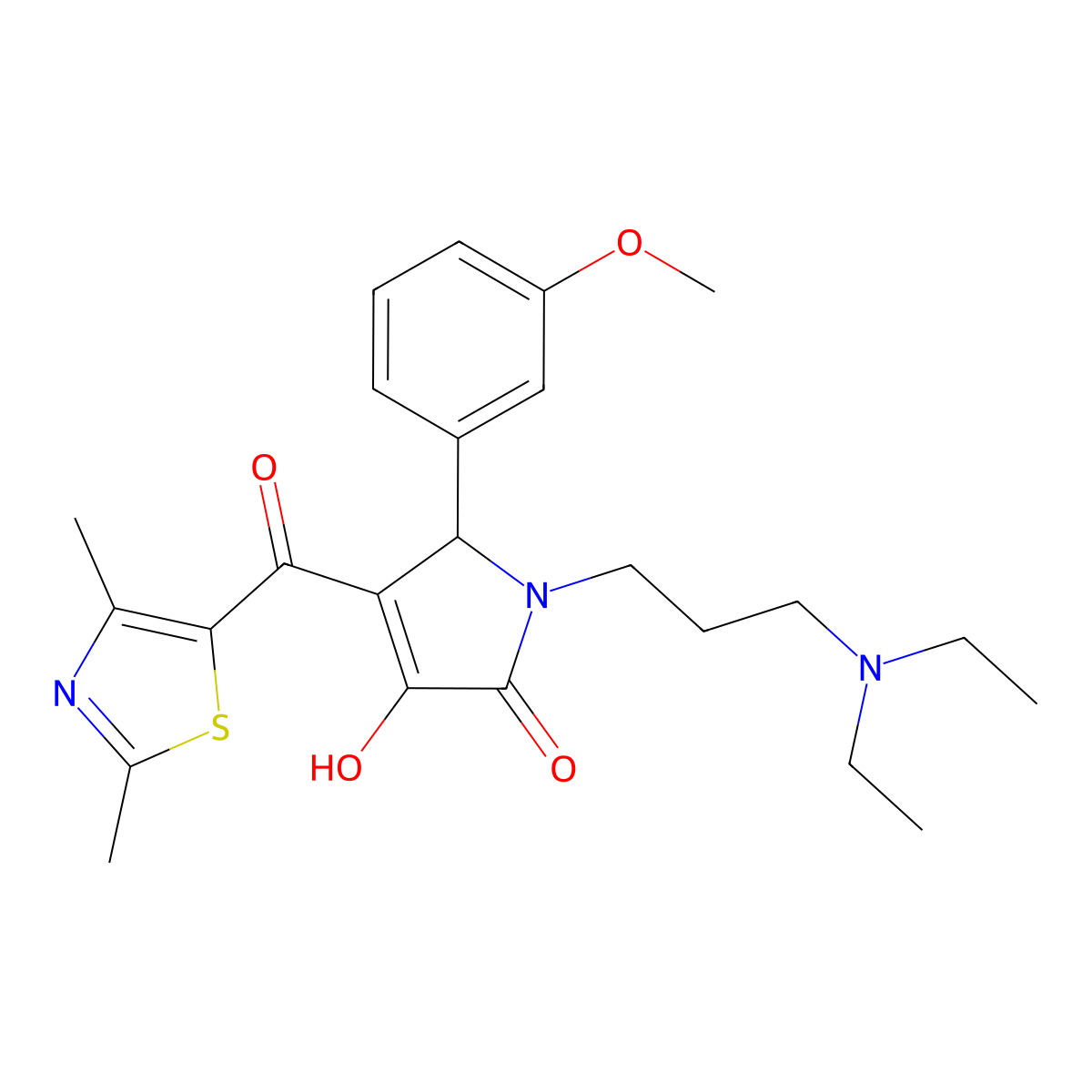 1-[3-(Diethylamino)propyl]-4-[(2,4-dimethyl(1,3-thiazol-5-yl))carbonyl]-3-hydr oxy-5-(3-methoxyphenyl)-3-pyrrolin-2-one molecular structure, CAS 627887-77-8