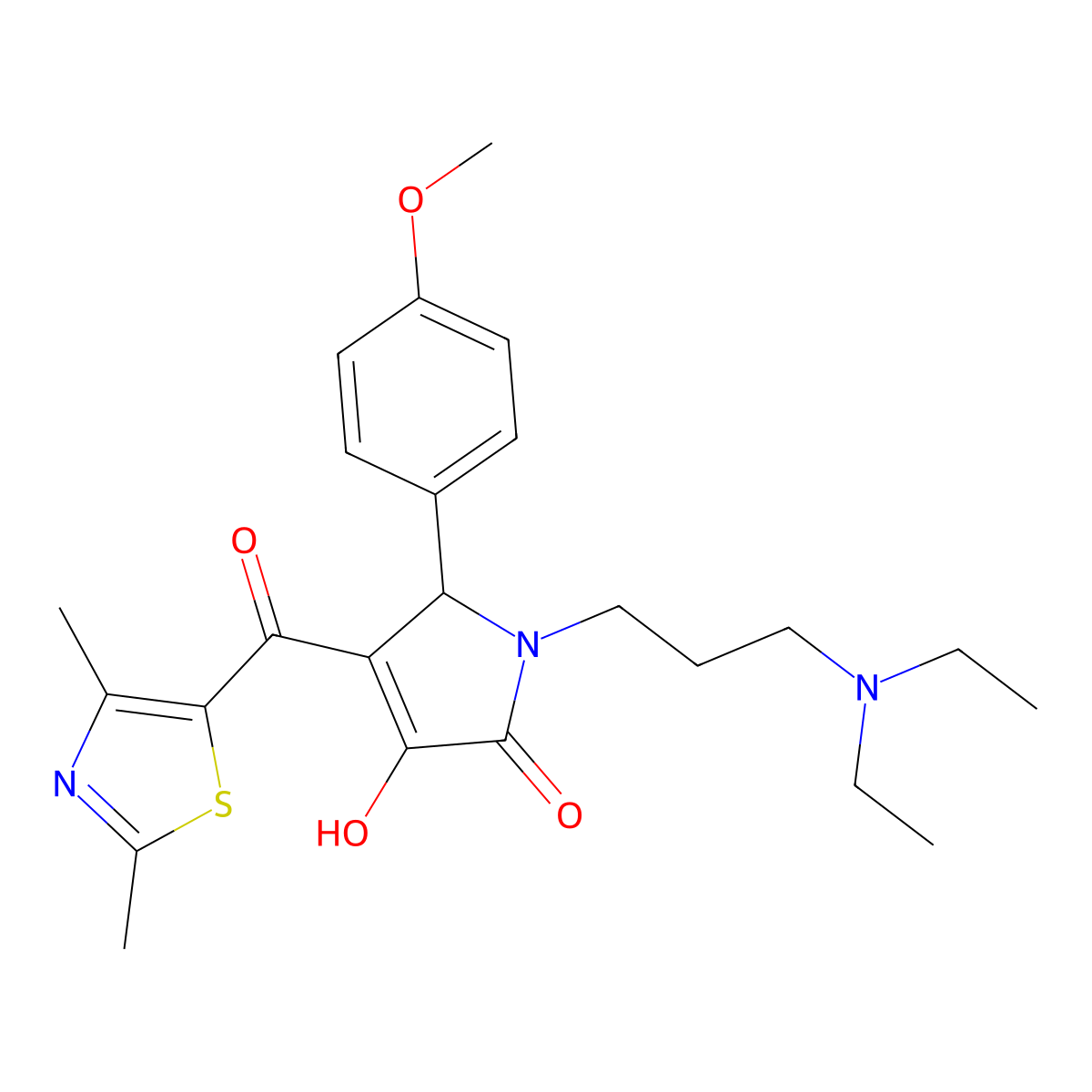 1-[3-(Diethylamino)propyl]-4-[(2,4-dimethyl(1,3-thiazol-5-yl))carbonyl]-3-hydr oxy-5-(4-methoxyphenyl)-3-pyrrolin-2-one molecular structure, CAS 627887-90-5