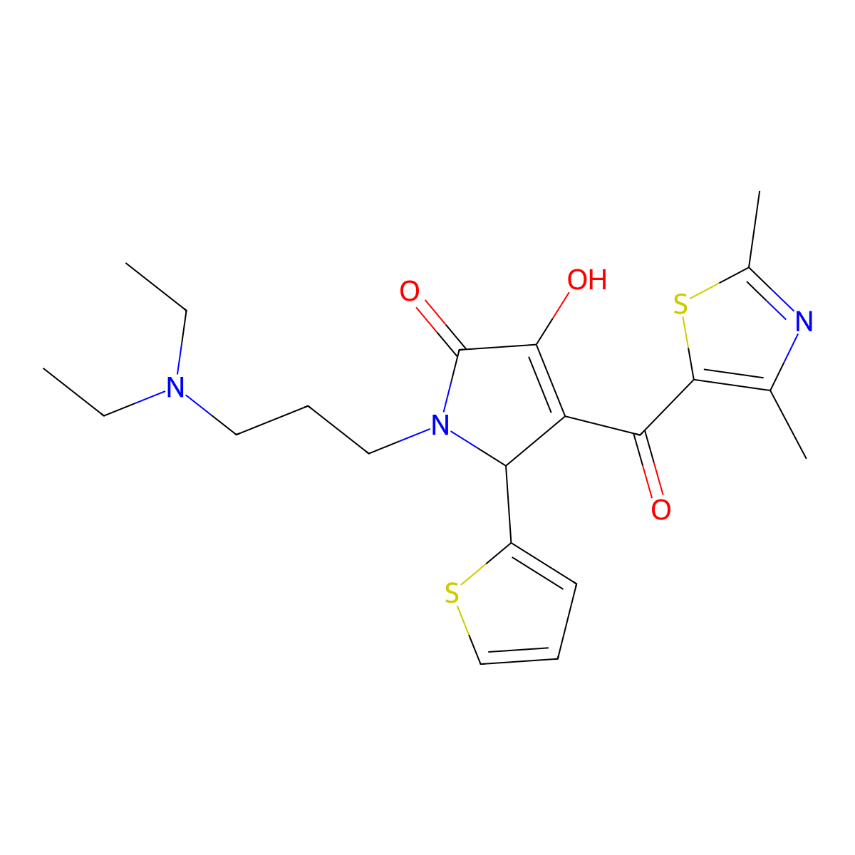 1-(3-(diethylamino)propyl)-4-(2,4-dimethylthiazole-5-carbonyl)-3-hydroxy-5-(thiophen-2-yl)-1H-pyrrol-2(5H)-one molecular structure, CAS 627888-21-5
