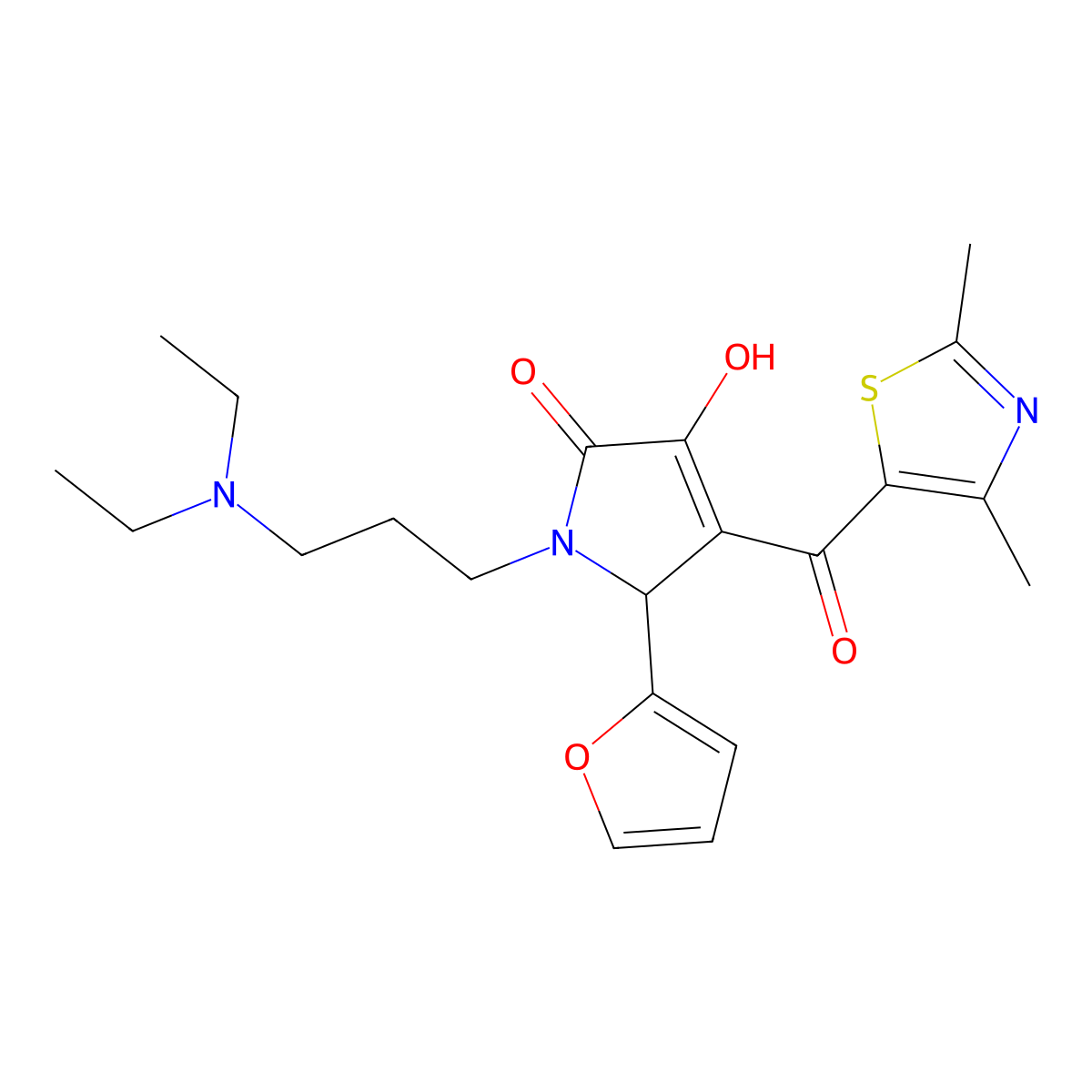 1-(3-(diethylamino)propyl)-4-(2,4-dimethylthiazole-5-carbonyl)-5-(furan-2-yl)-3-hydroxy-1H-pyrrol-2(5H)-one molecular structure, CAS 627888-24-8