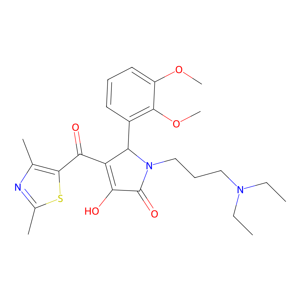 1-[3-(Diethylamino)propyl]-5-(2,3-dimethoxyphenyl)-4-[(2,4-dimethyl(1,3-thiazo l-5-yl))carbonyl]-3-hydroxy-3-pyrrolin-2-one molecular structure, CAS 627888-28-2