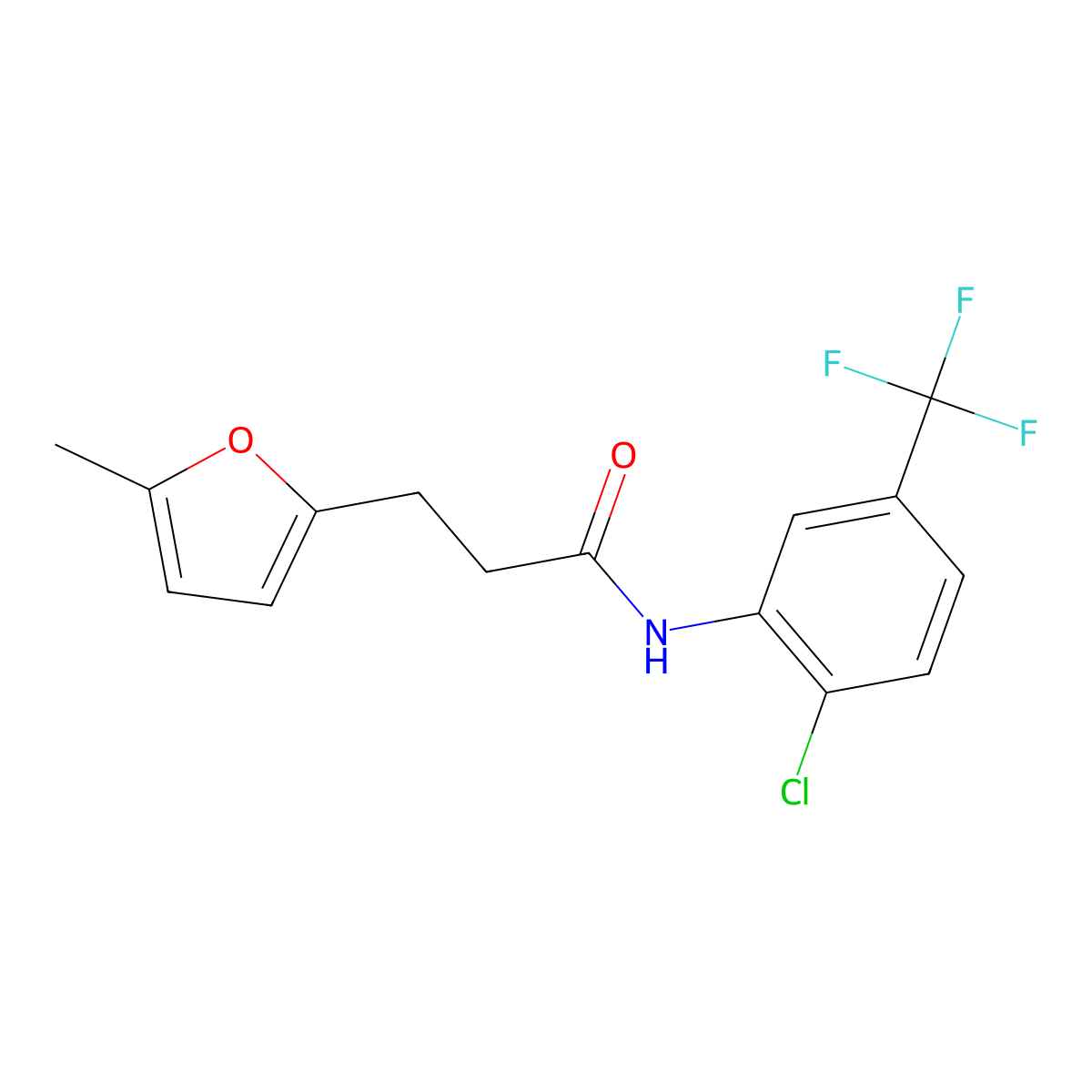N-[2-chloro-5-(trifluoromethyl)phenyl]-3-(5-methylfuran-2-yl)propanamide molecular structure, CAS 627889-38-7