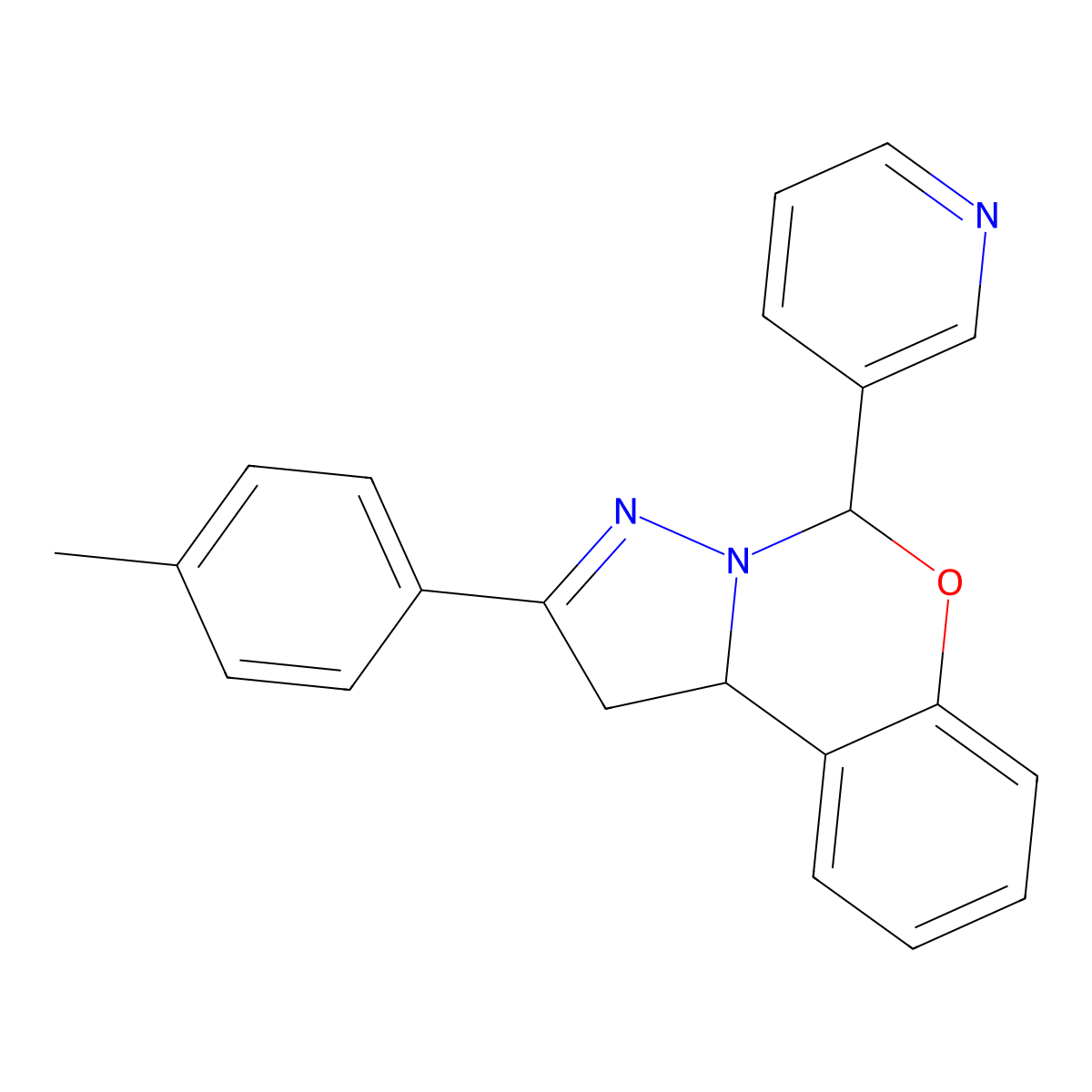 2-(4-Methylphenyl)-5-(pyridin-3-yl)-1,10b-dihydropyrazolo[1,5-c][1,3]benzoxazine molecular structure, CAS 627889-46-7