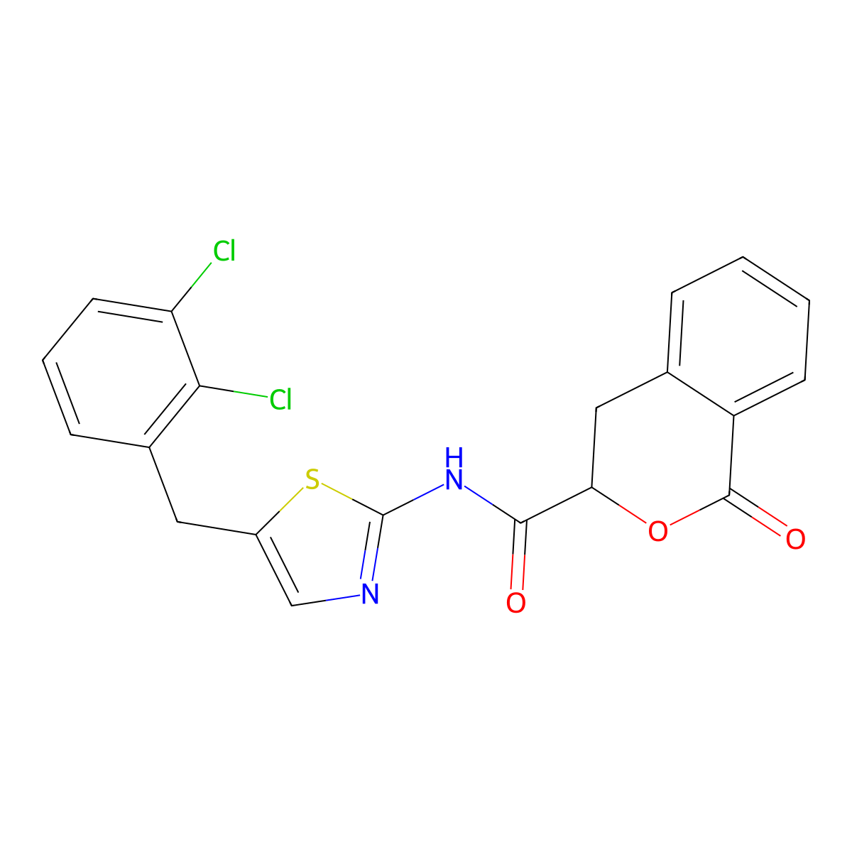 N-[5-(2,3-dichlorobenzyl)-1,3-thiazol-2-yl]-1-oxo-3,4-dihydro-1H-isochromene-3-carboxamide molecular structure, CAS 627889-84-3
