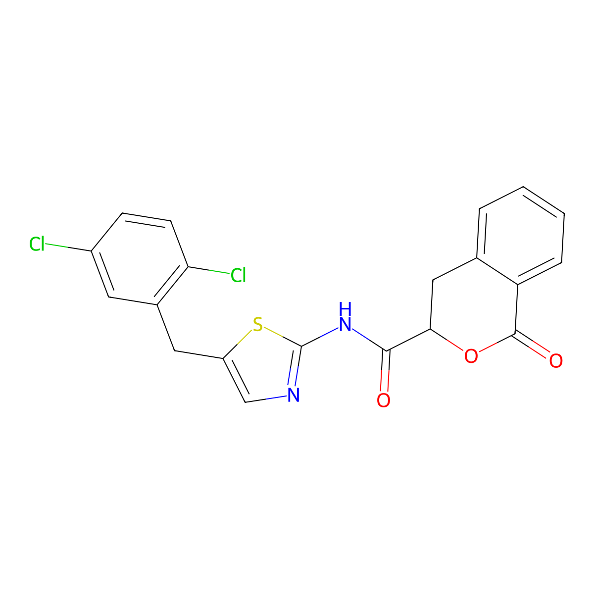 N-[5-(2,5-dichlorobenzyl)-1,3-thiazol-2-yl]-1-oxo-3,4-dihydro-1H-isochromene-3-carboxamide molecular structure, CAS 627889-85-4