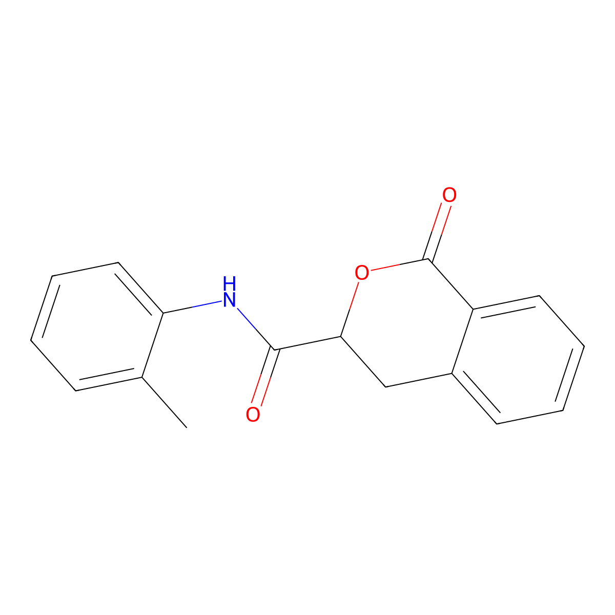 N-(2-methylphenyl)-1-oxo-3,4-dihydroisochromene-3-carboxamide molecular structure, CAS 627889-91-2