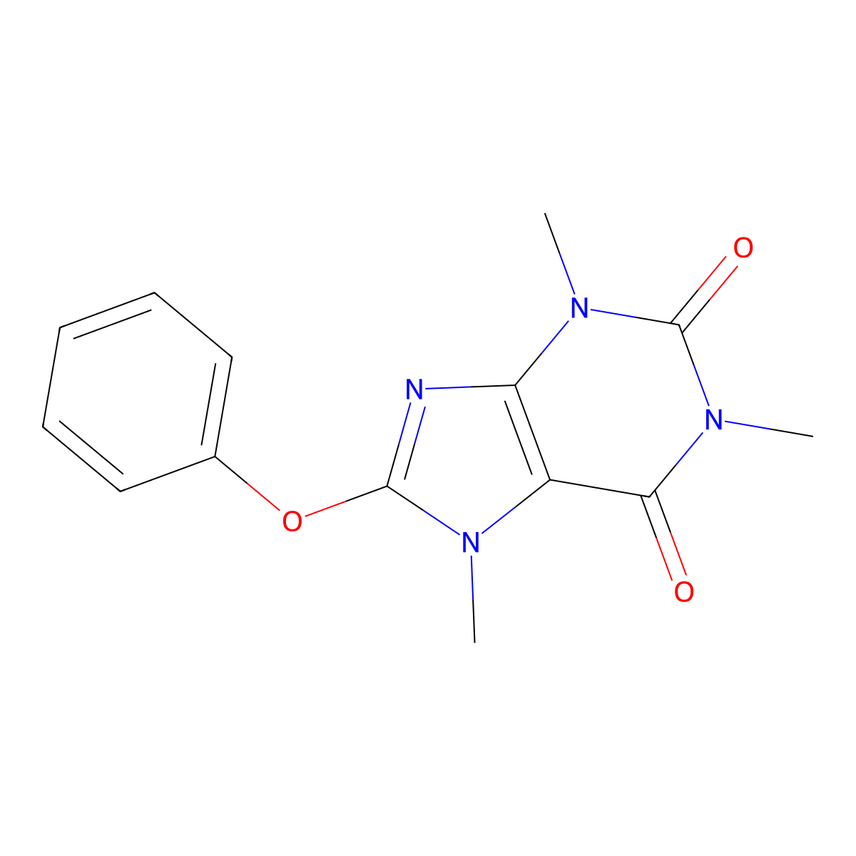 1,3,7-Trimethyl-8-phenoxy-3,7-dihydro-purine-2,6-dione molecular structure, CAS 6279-37-4