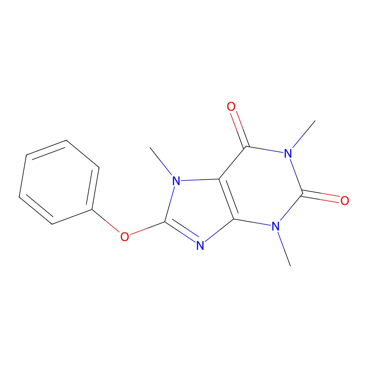 1,3,7-Trimethyl-8-phenoxy-3,7-dihydro-purine-2,6-dione molecular structure, CAS 6279-37-4