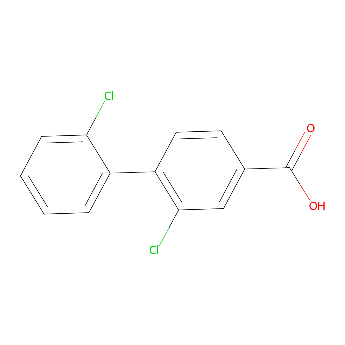 2,2'-Dichloro[1,1'-biphenyl]-4-carboxylic acid molecular structure, CAS 627910-47-8