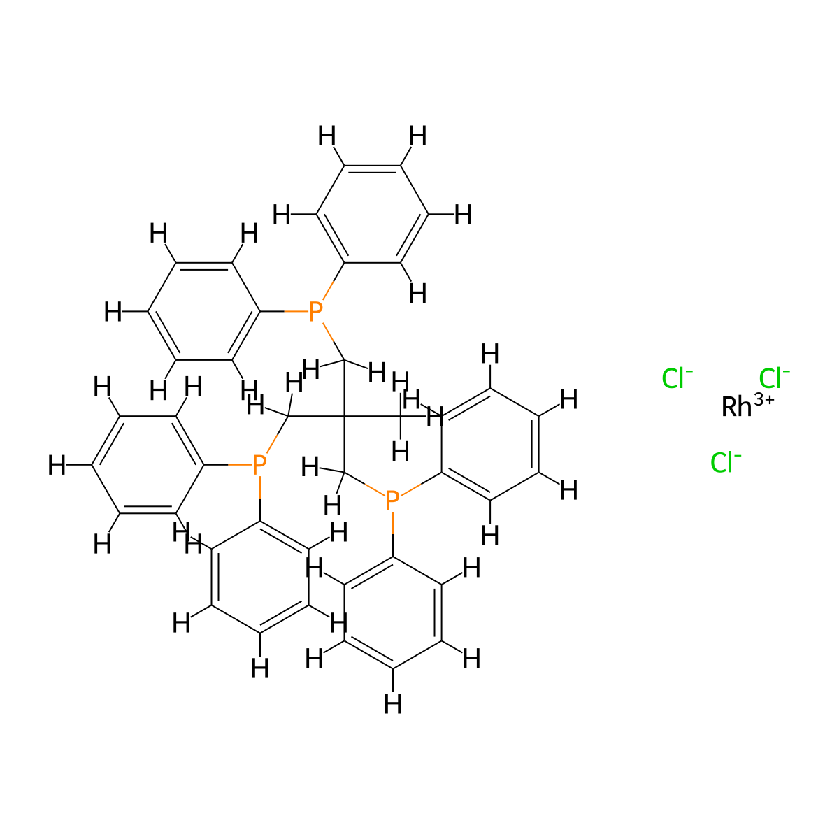 Trichloro[1,1,1-tris(diphenylphosphinomethyl)ethane]rhodium(III) molecular structure, CAS 62792-06-7