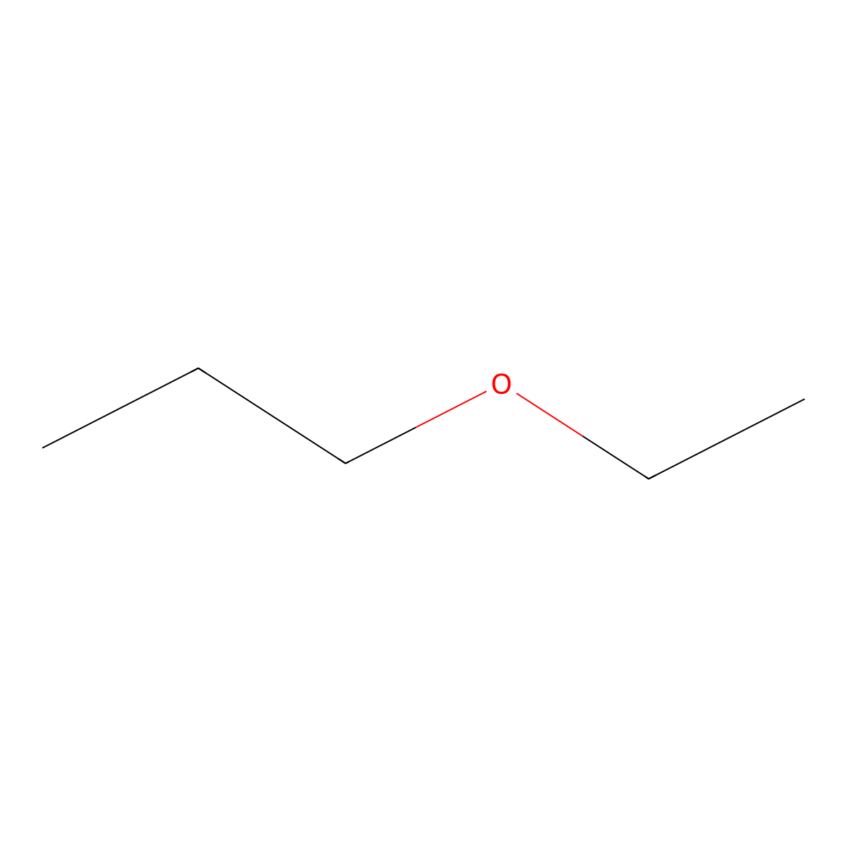 Ethyl propyl ether molecular structure, CAS 628-32-0