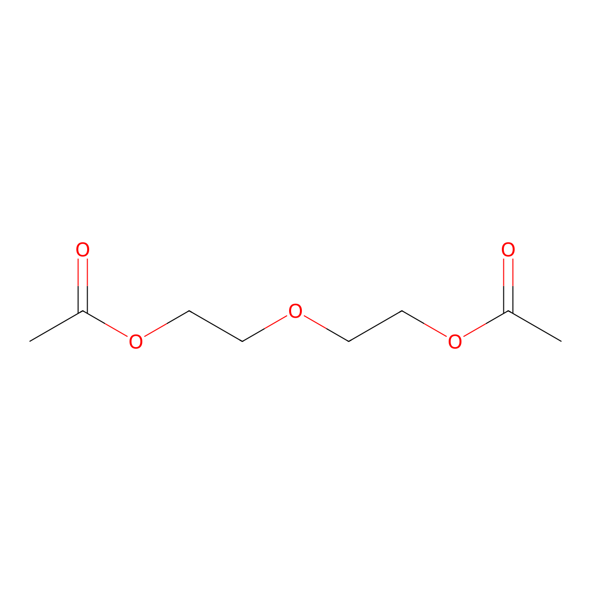 Diethylene glycol, diacetate molecular structure, CAS 628-68-2