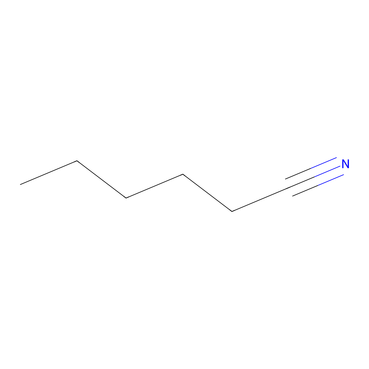 Hexanenitrile molecular structure, CAS 628-73-9