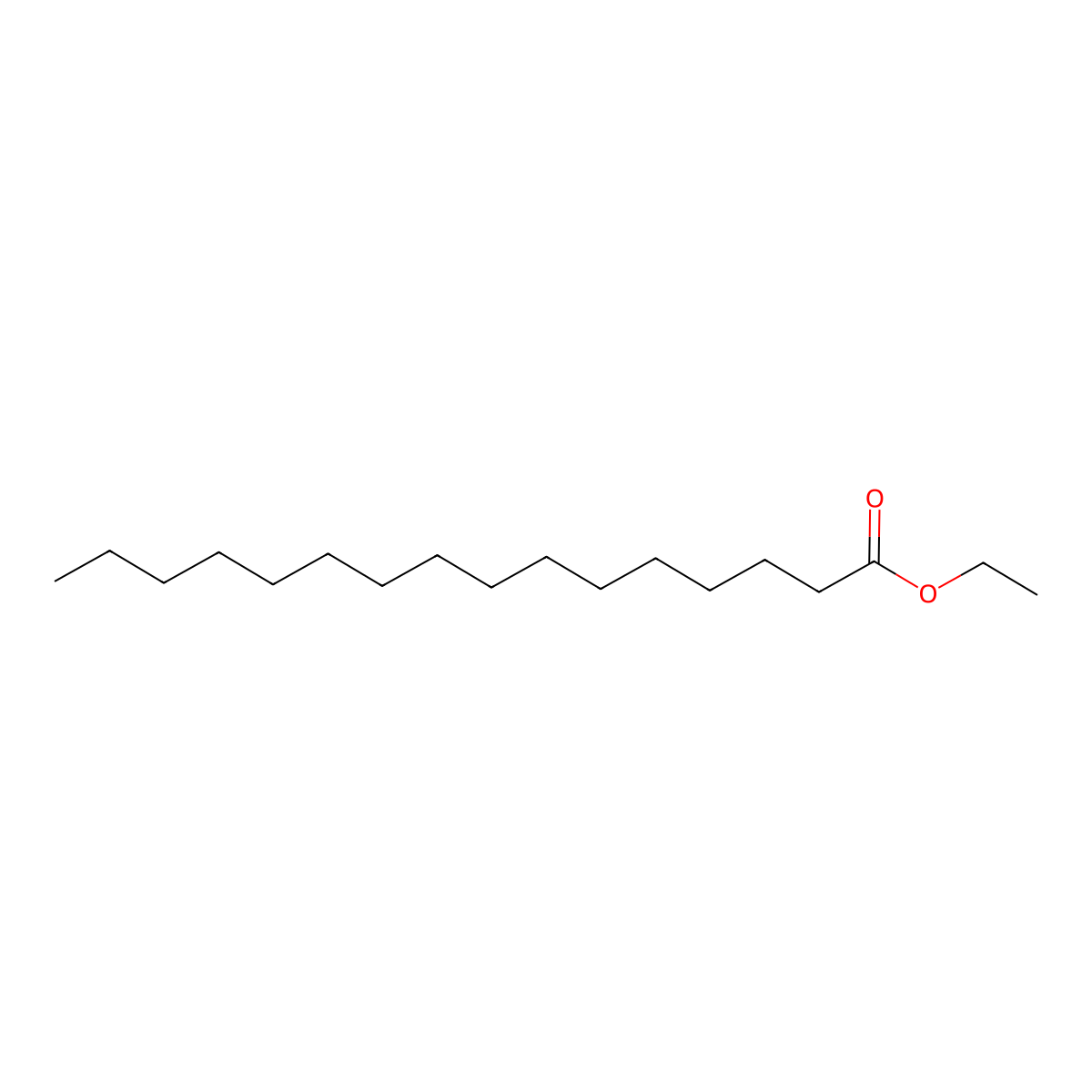Ethyl palmitate molecular structure, CAS 628-97-7