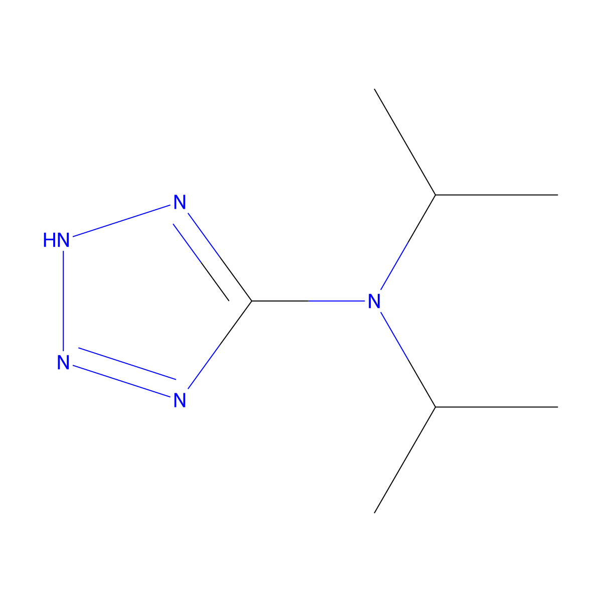 N,N-bis(propan-2-yl)-2H-1,2,3,4-tetrazol-5-amine molecular structure, CAS 6280-36-0