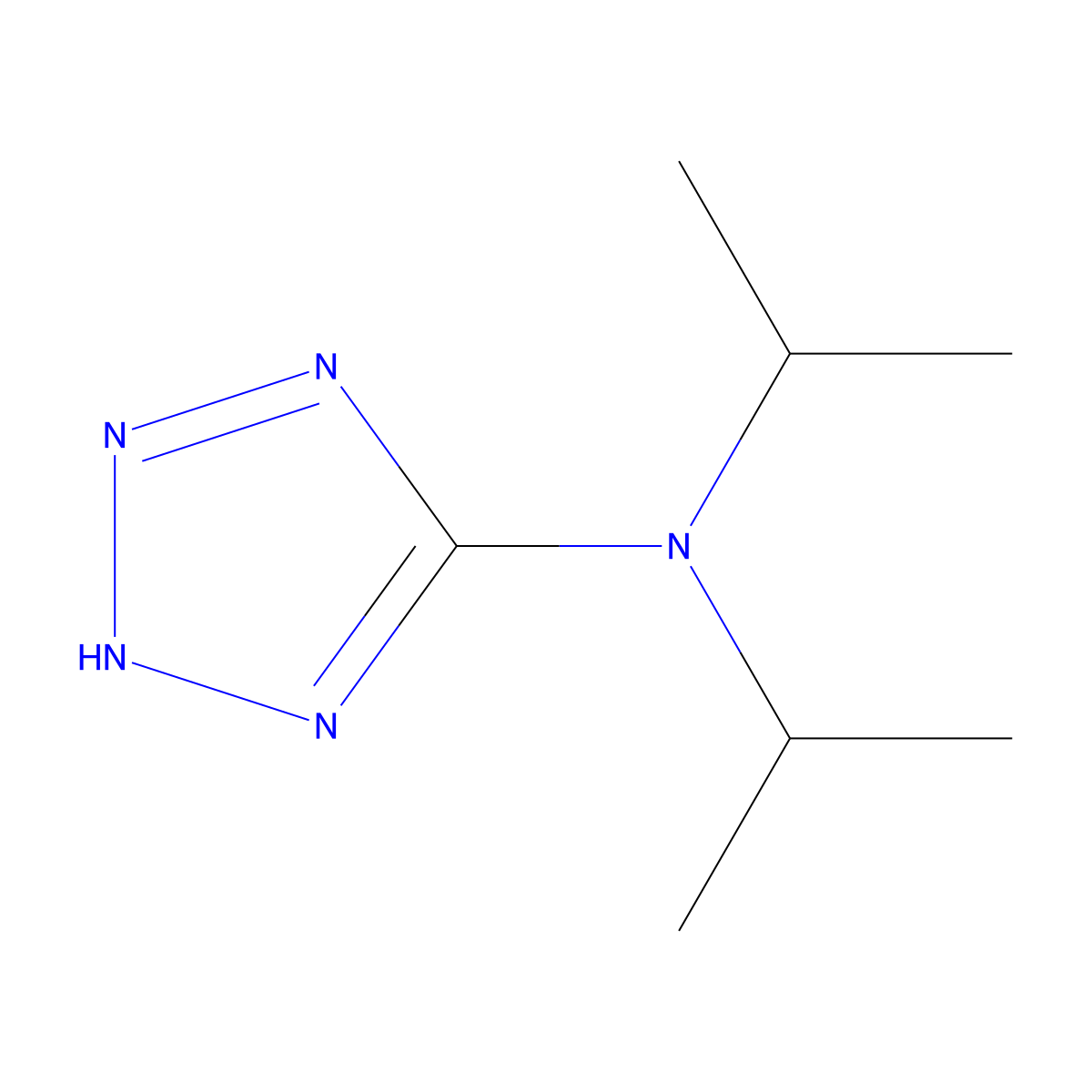N,N-bis(propan-2-yl)-2H-1,2,3,4-tetrazol-5-amine molecular structure, CAS 6280-36-0
