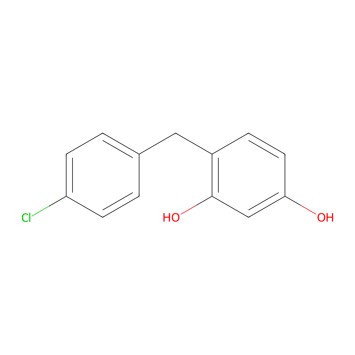4-(4-Chlorobenzyl)benzene-1,3-diol molecular structure, CAS 6280-43-9