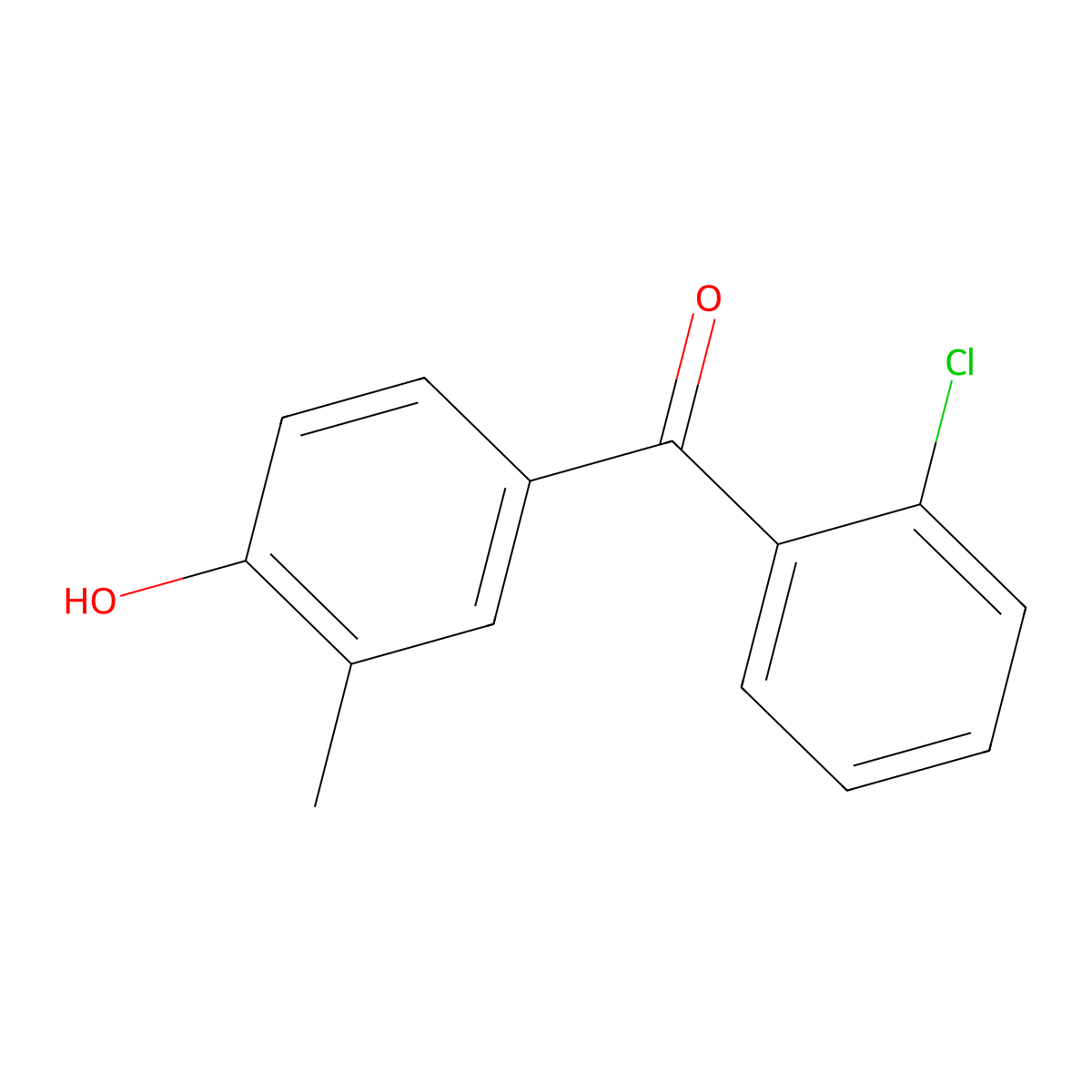 (2-Chlorophenyl)(4-hydroxy-3-methylphenyl)methanone molecular structure, CAS 6280-53-1
