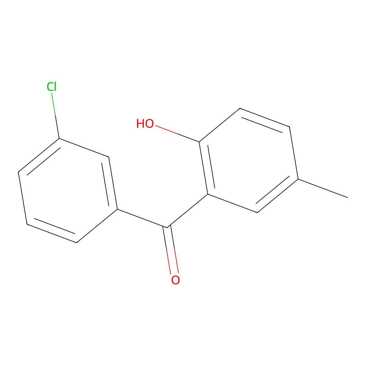 (3-Chlorophenyl)(2-hydroxy-5-methylphenyl)methanone molecular structure, CAS 6280-54-2