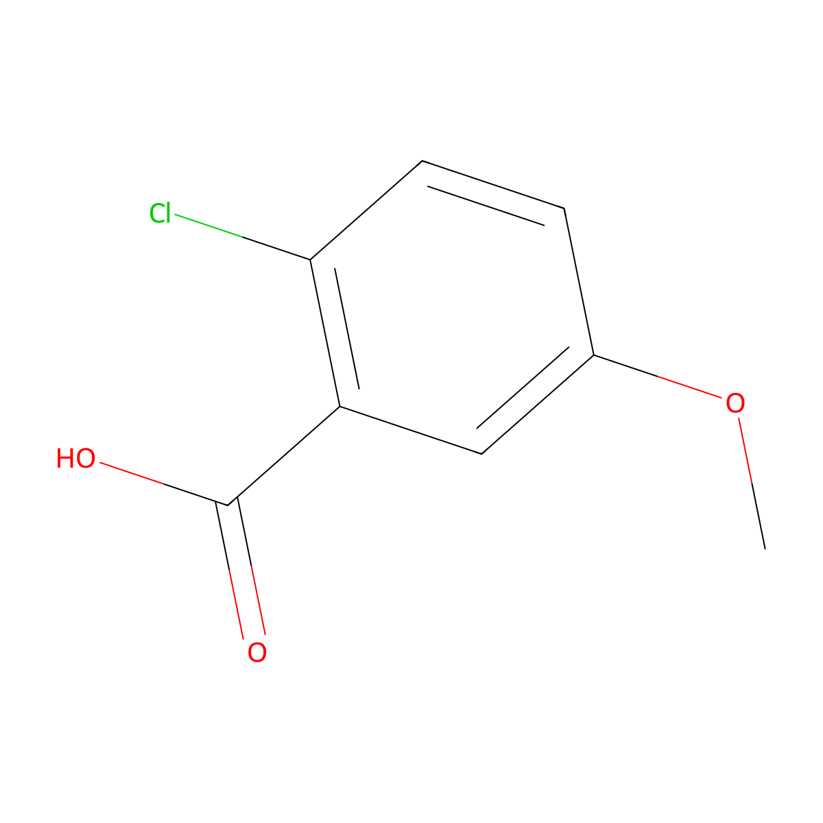 2-Chloro-5-methoxybenzoic acid molecular structure, CAS 6280-89-3